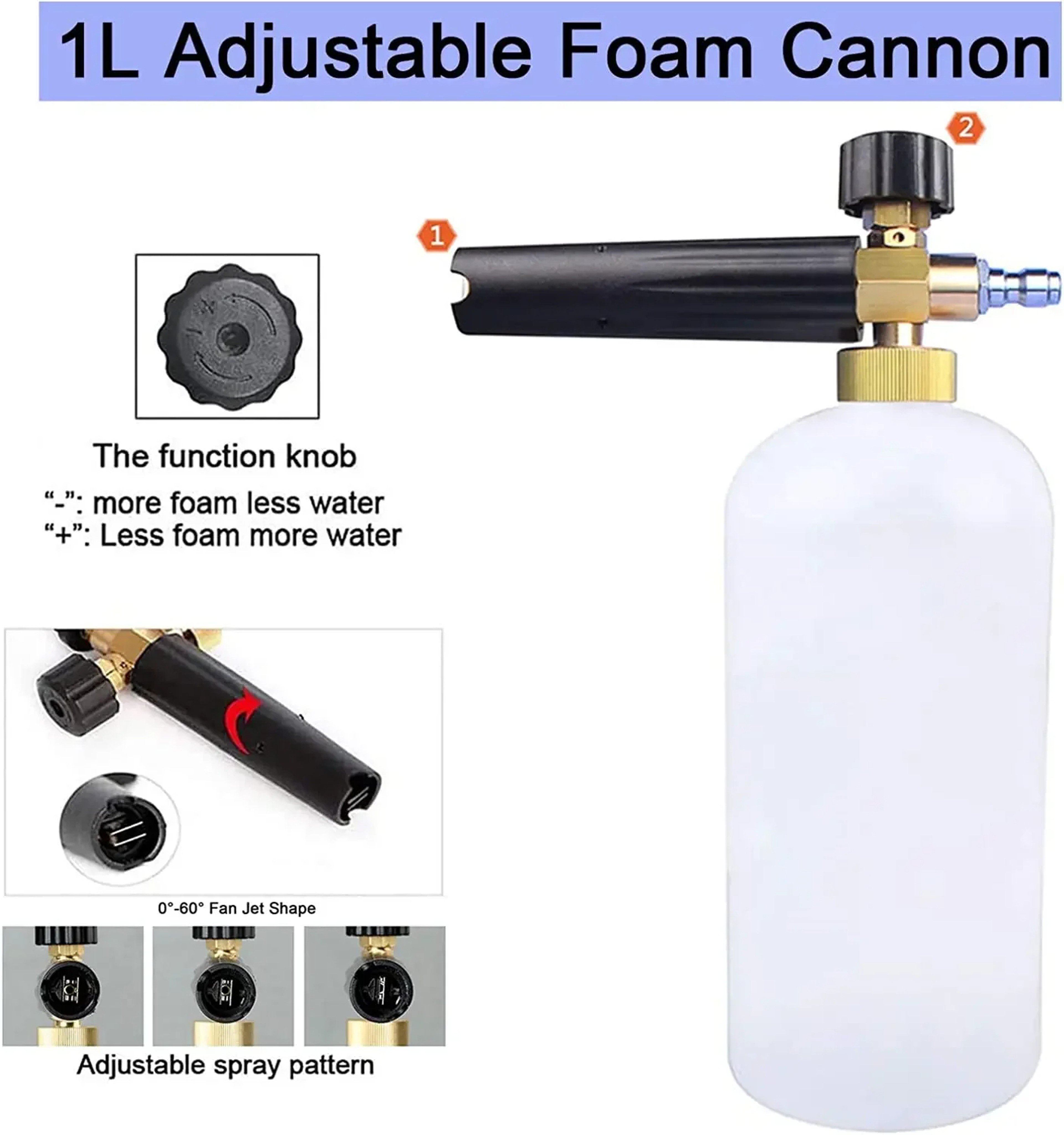 Premium Adjustable Foam Cannon Snow Foam Lance for Car Wash with Quick Connector – view 3