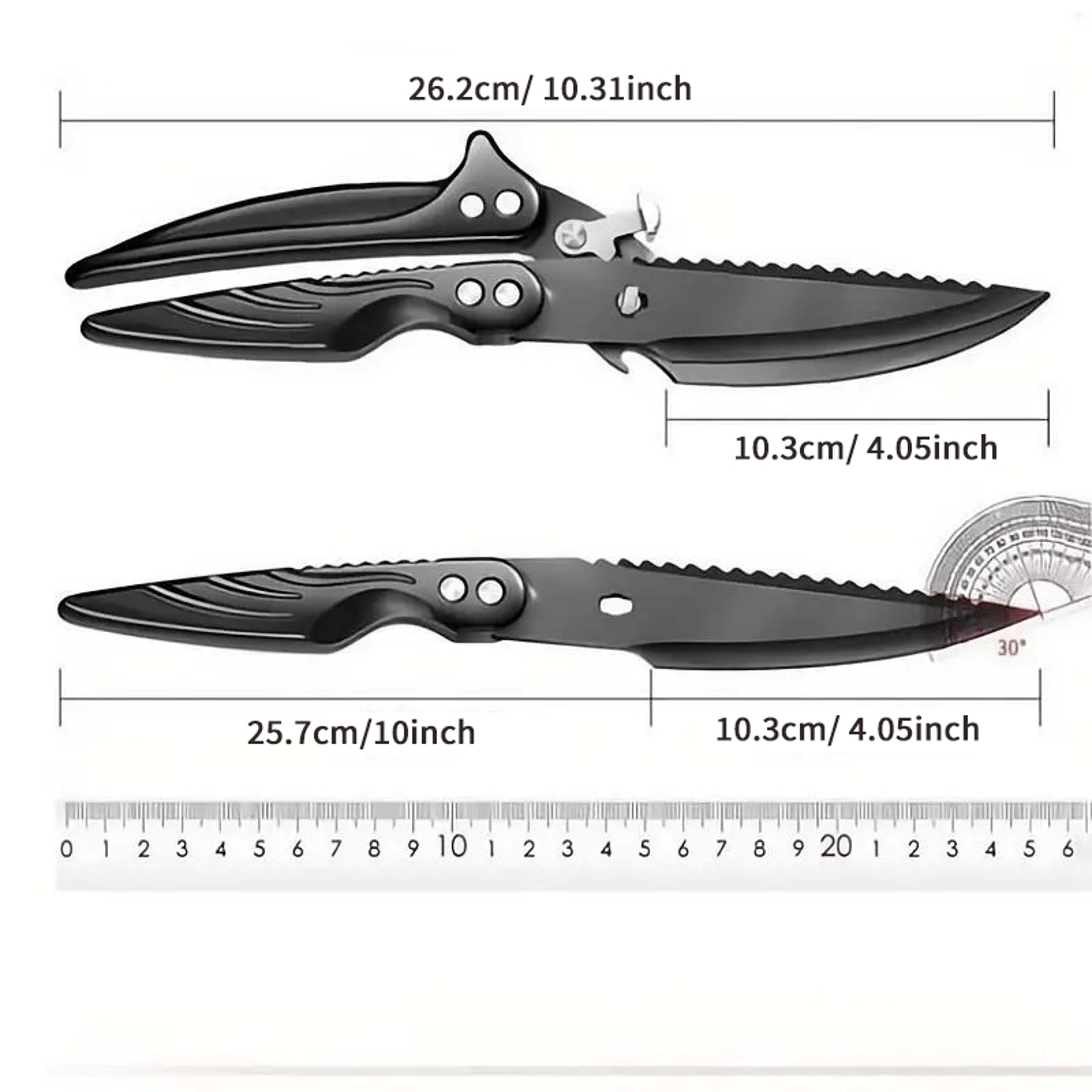 Heavy Duty Black Titanium Poultry & Kitchen Shears with Bone Cutting Power – view 6