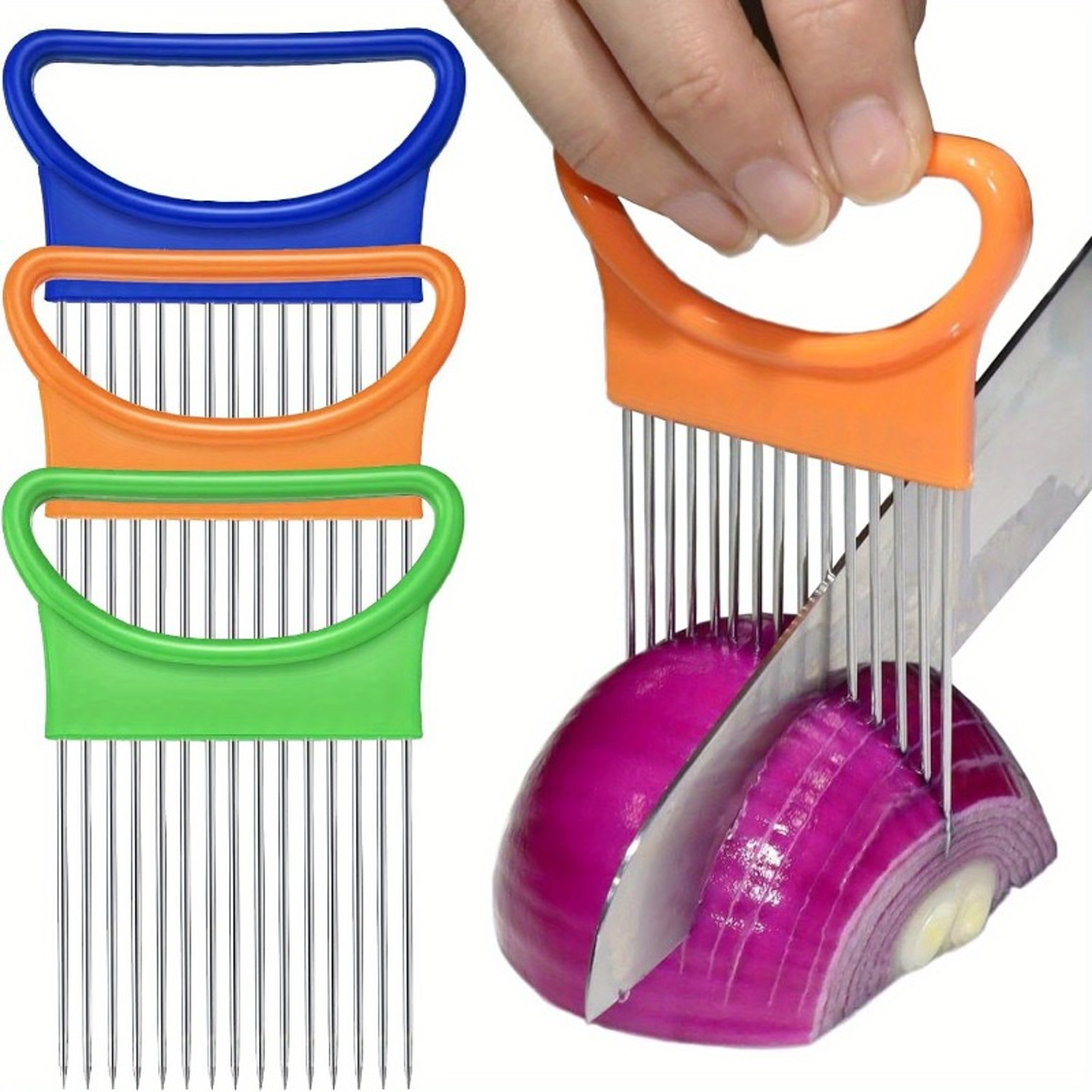 PrecisionGrip Onion Holder  Vegetable Slicer Safe Kitchen Cutting Guide Tool 1
