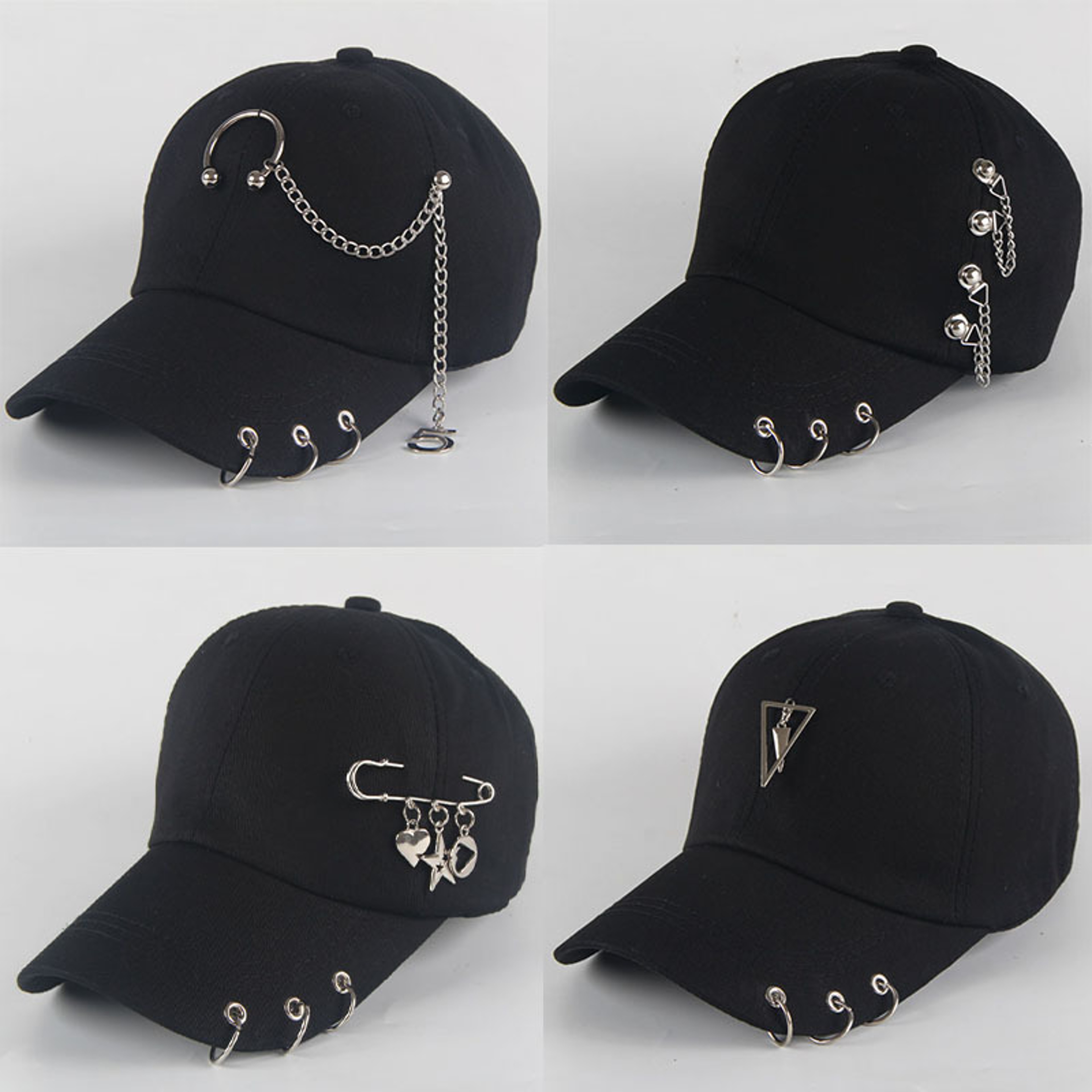 Urban Edge Cotton Punk Baseball Cap Creative Piercing Ring Hip Hop Snapback Hat – view 1