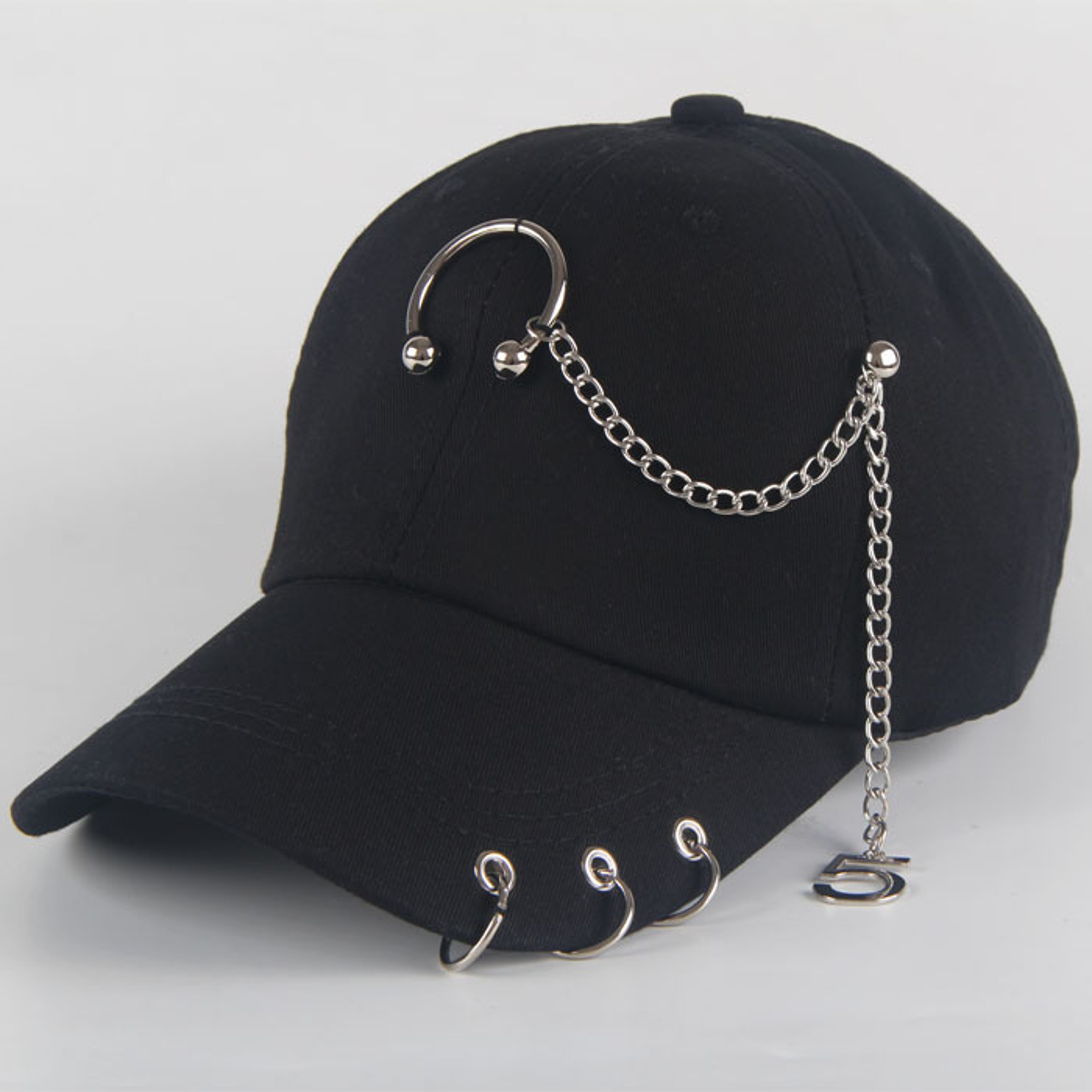 Urban Edge Cotton Punk Baseball Cap Creative Piercing Ring Hip Hop Snapback Hat – view 16