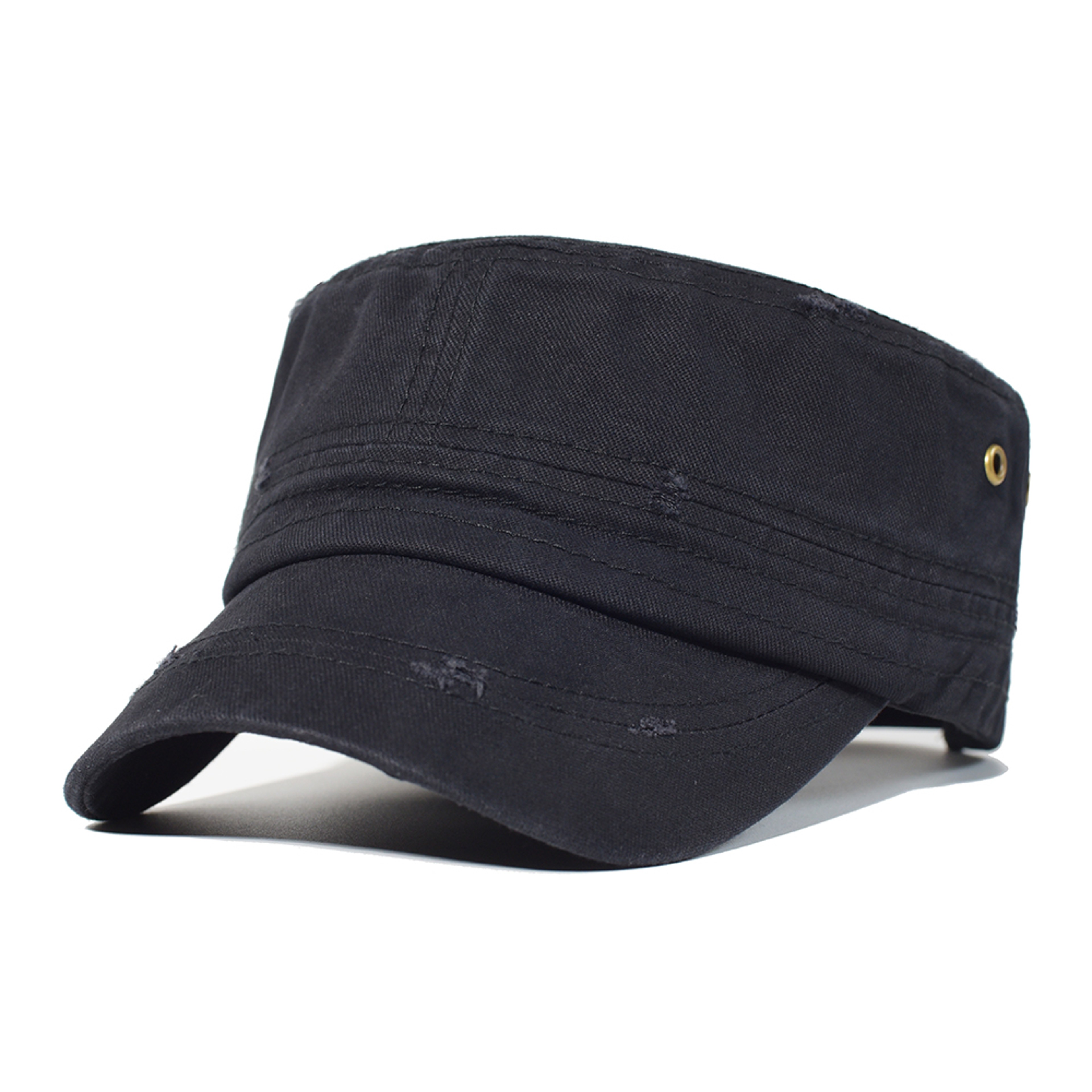 Heritage Washed Cotton Military Cap Vintage Flat Top Hat For Men  Women 2