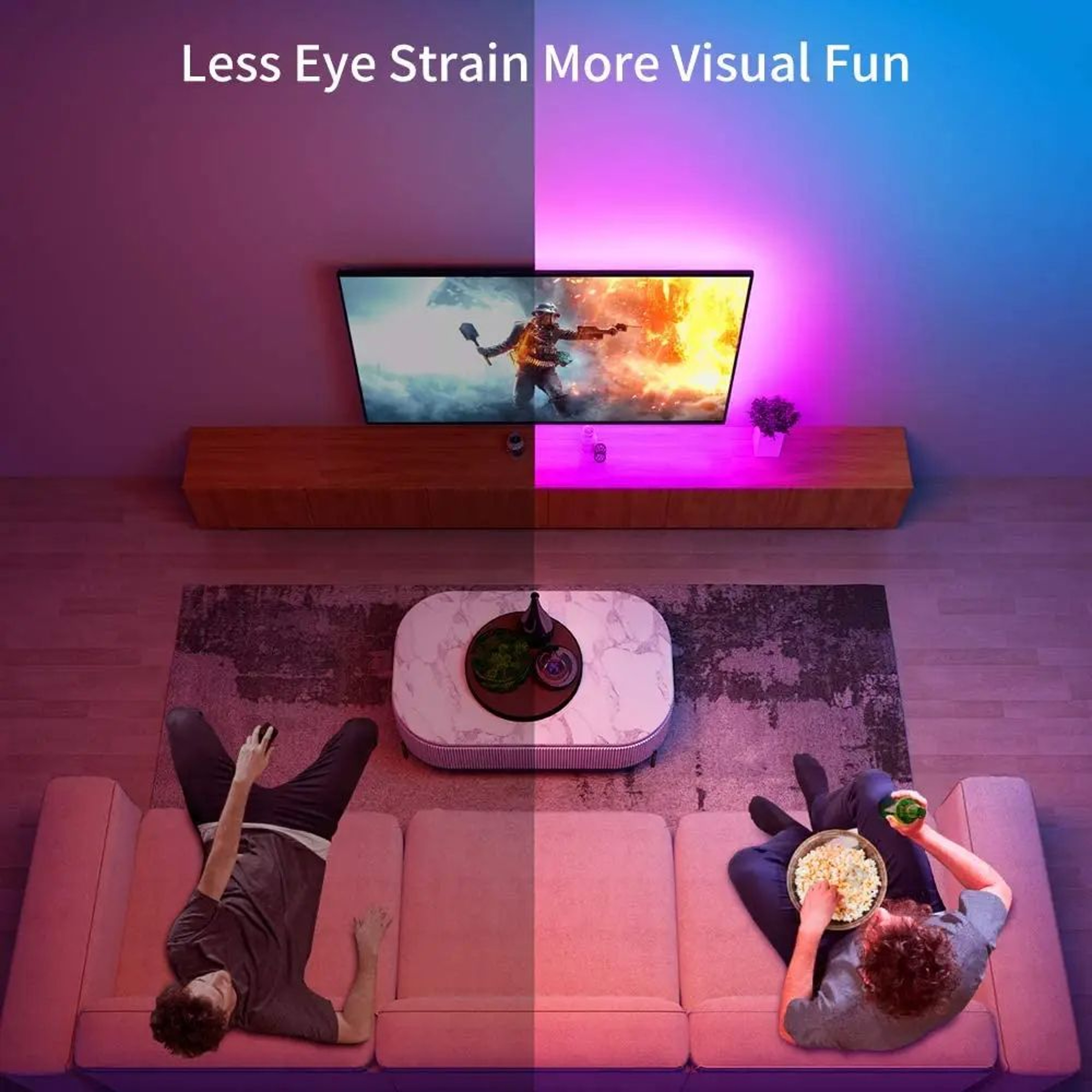 RGB LED TV Backlight Music Sync USB Powered Light Strip For TV PC And Mirror Adjustable Sound Sensi 1