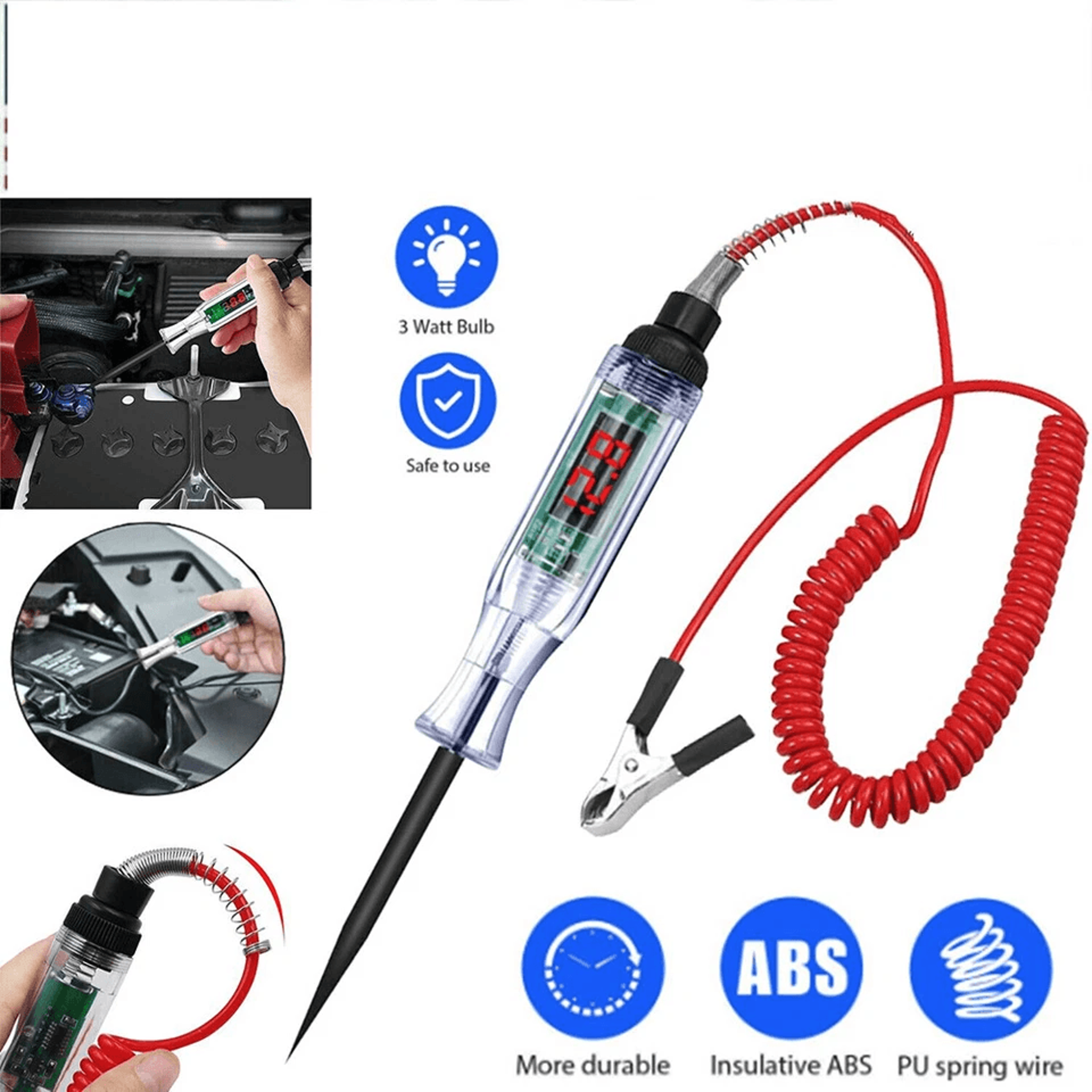 Automotive Digital Electric Voltage Circuit Tester For Car And Truck DC Test Light With LED Display 0