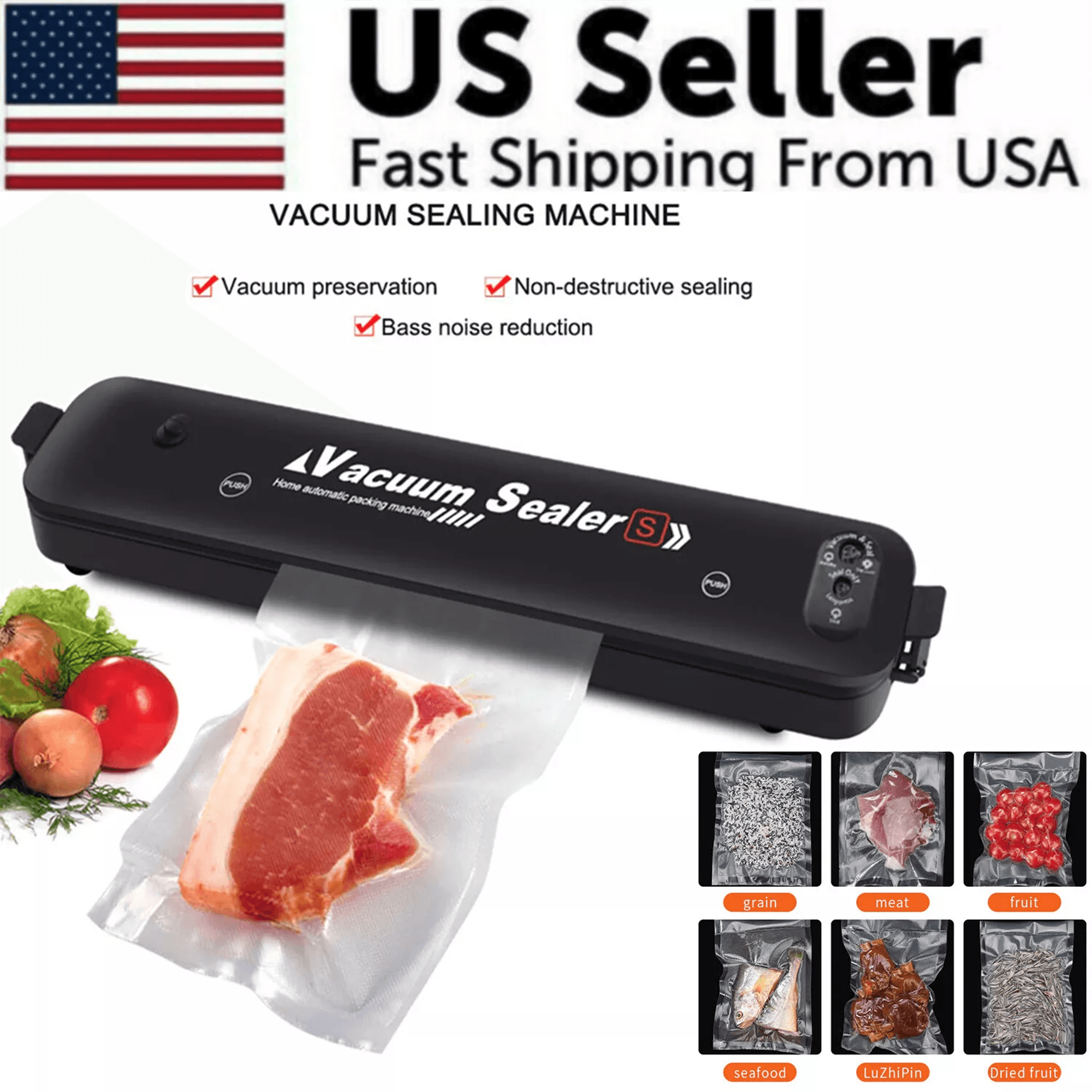 Vacuum Sealer Machine Food Preservation Storage Saver Automatic Kitchen Sealing System With Seal Ba 1