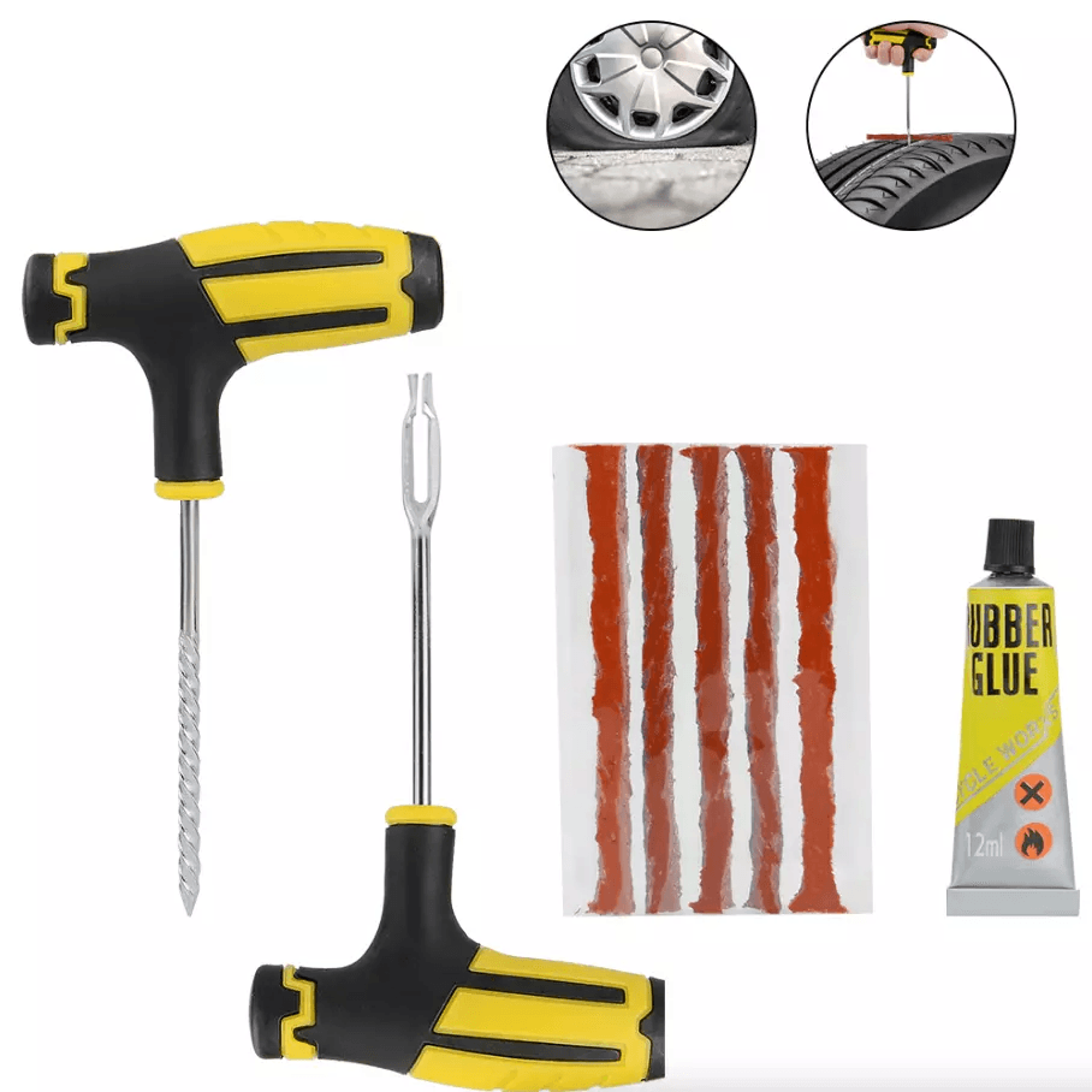 Tire Repair Kit Heavy Duty DIY Flat Tire Plug Patch Set For Car Truck Motorcycle SUV ATV  Home Gara 11