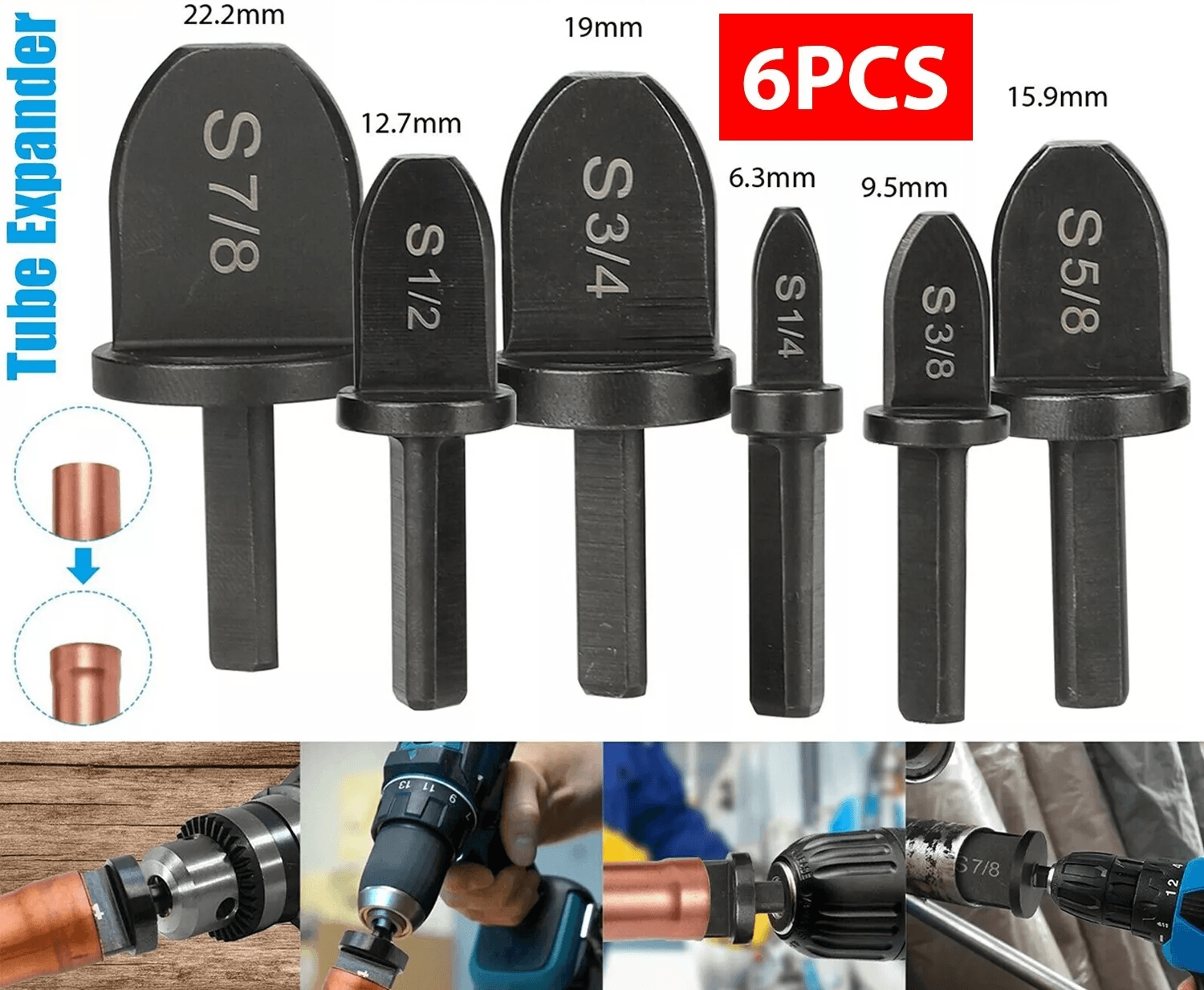 HVAC Flaring Tube Expander Kit Swaging Tool Drill Bit Set For Air Conditioner Copper Pipe Installat 0
