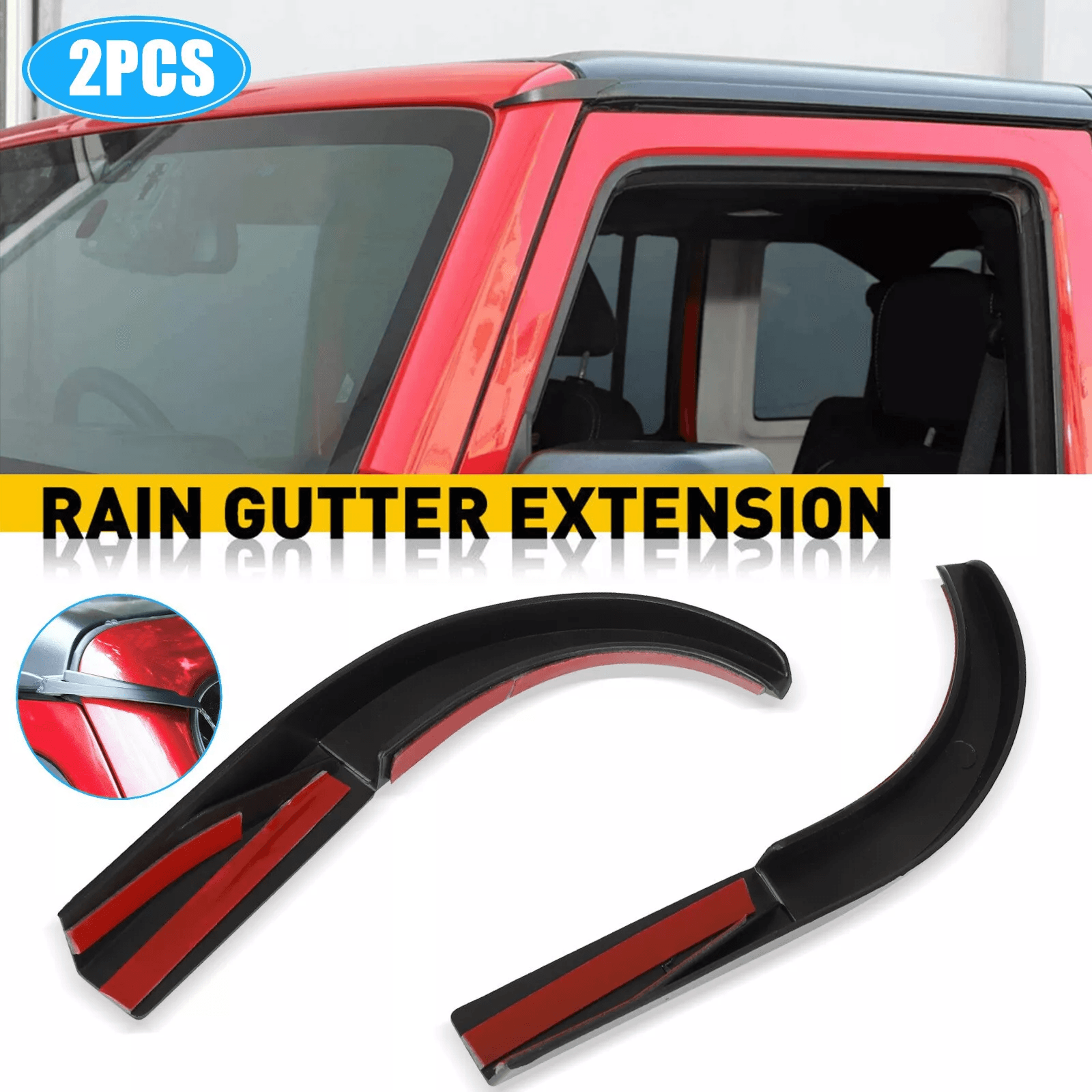 20072018 Jeep Wrangler JK Rain Gutter Extension  Water Diversion Shield For Roof Protection 0