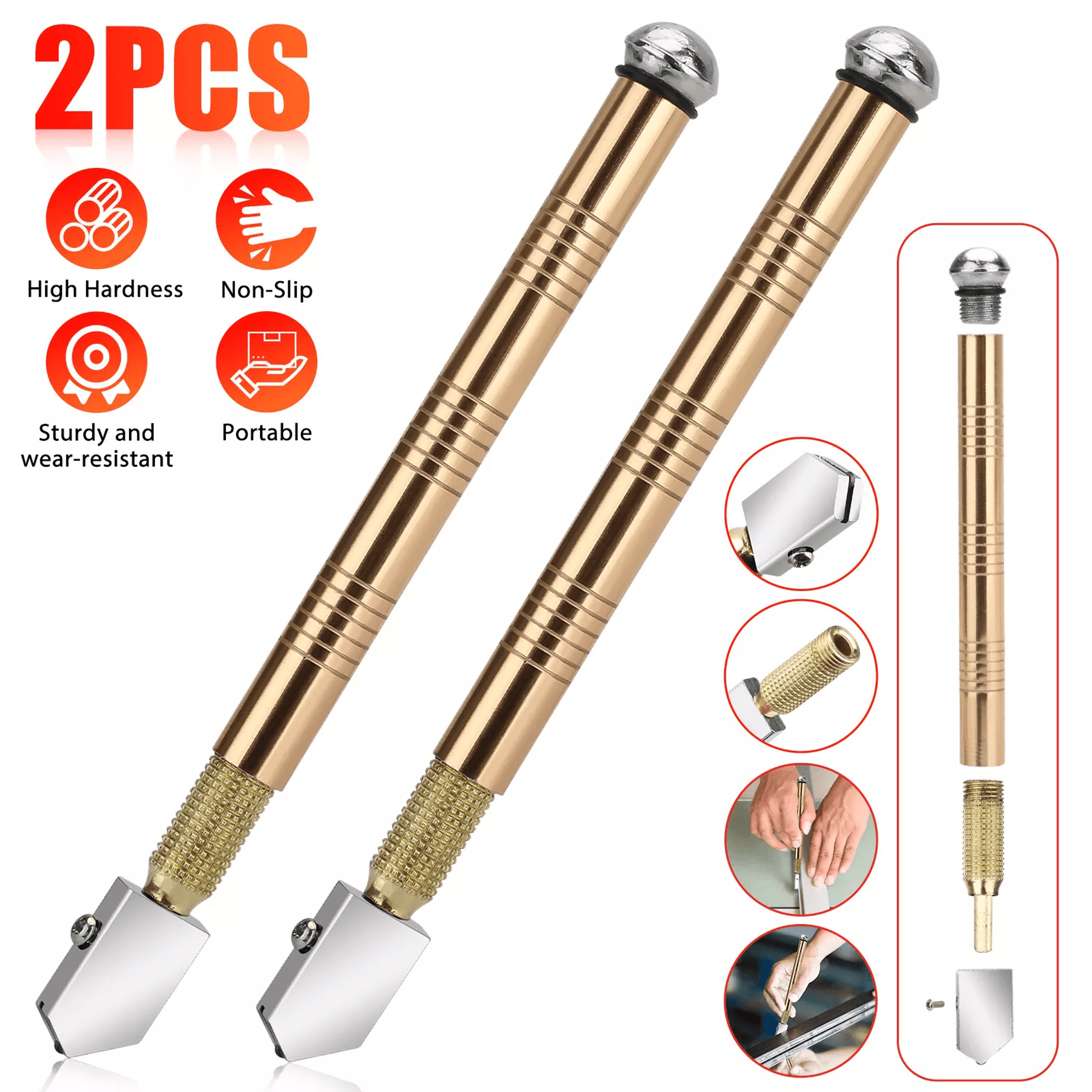 2Pcs Professional Glass Cutter Set Precision Metal Carbide Tools With AntiSkid Handle For DIY Tiles 0