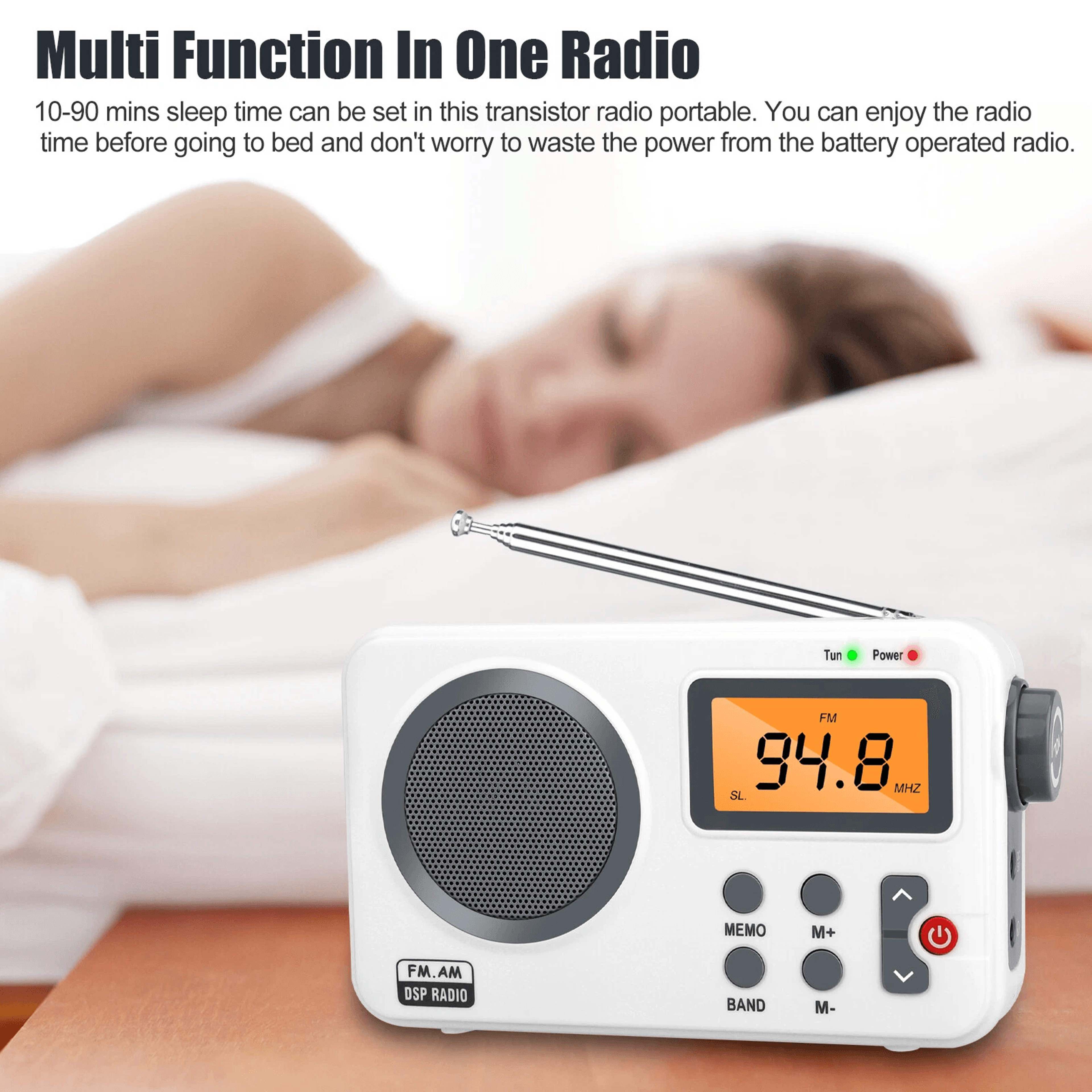 Rechargeable Portable FMAM Radio With Digital LCD Screen Clear Loud Speaker Alarm Clock Sleep Timer 4