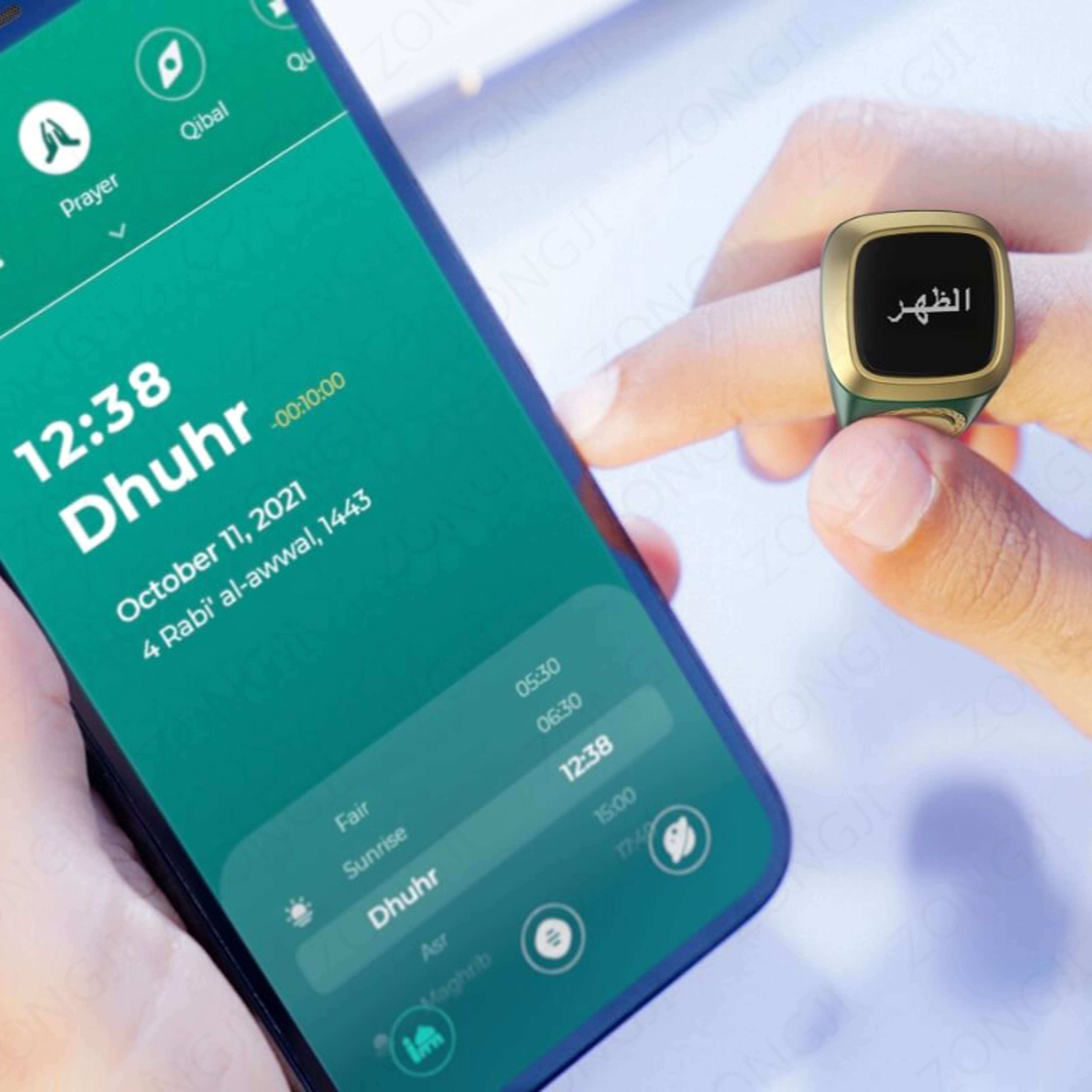 Waterproof Praise Tally Ring Smart Digital Counter for Zikr  Muslim Prayer Time