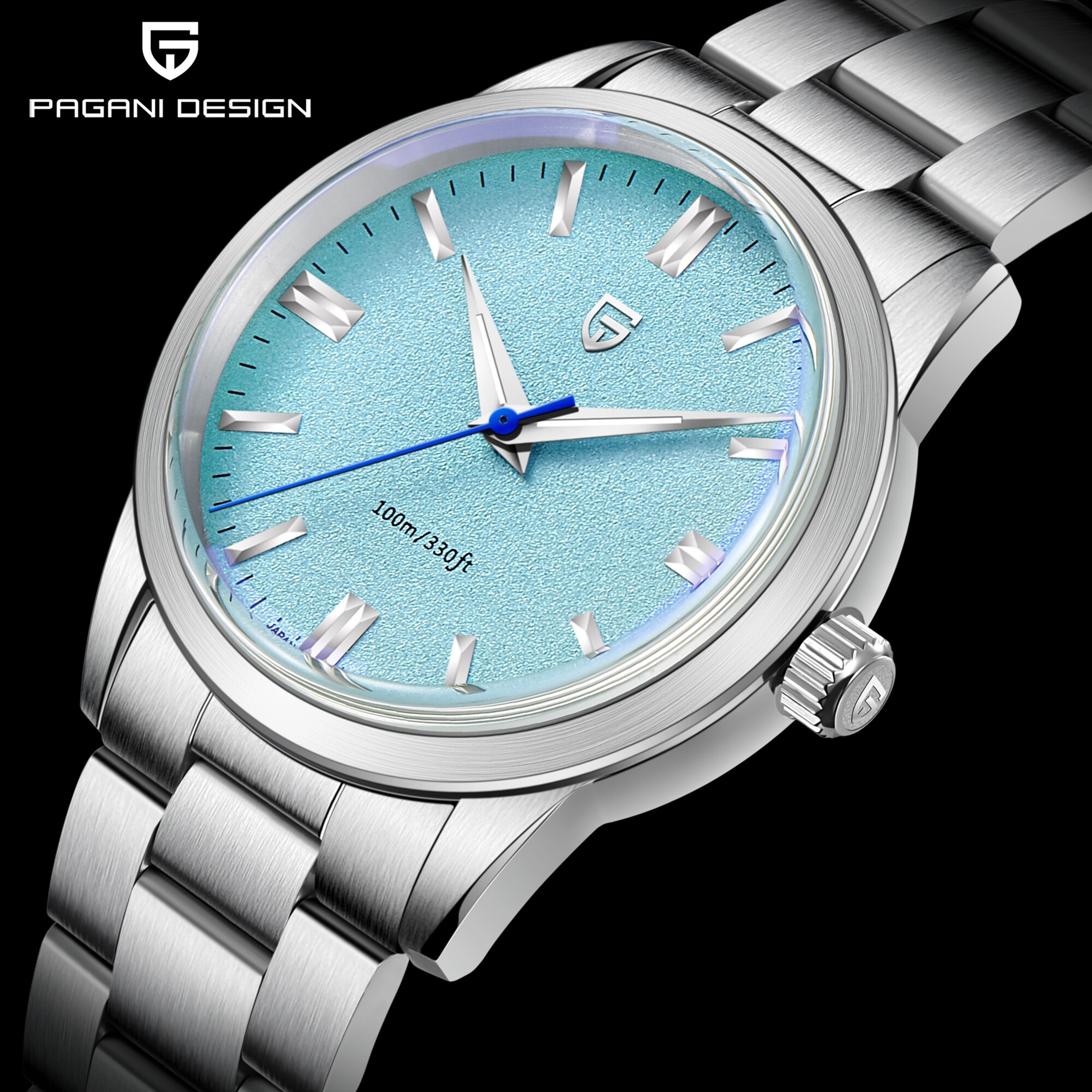 PAGANI DESIGN Quartz Watch for Men, Stainless Steel Case, AR Coating Sapphire, VH31 Sports Business Style – view 1
