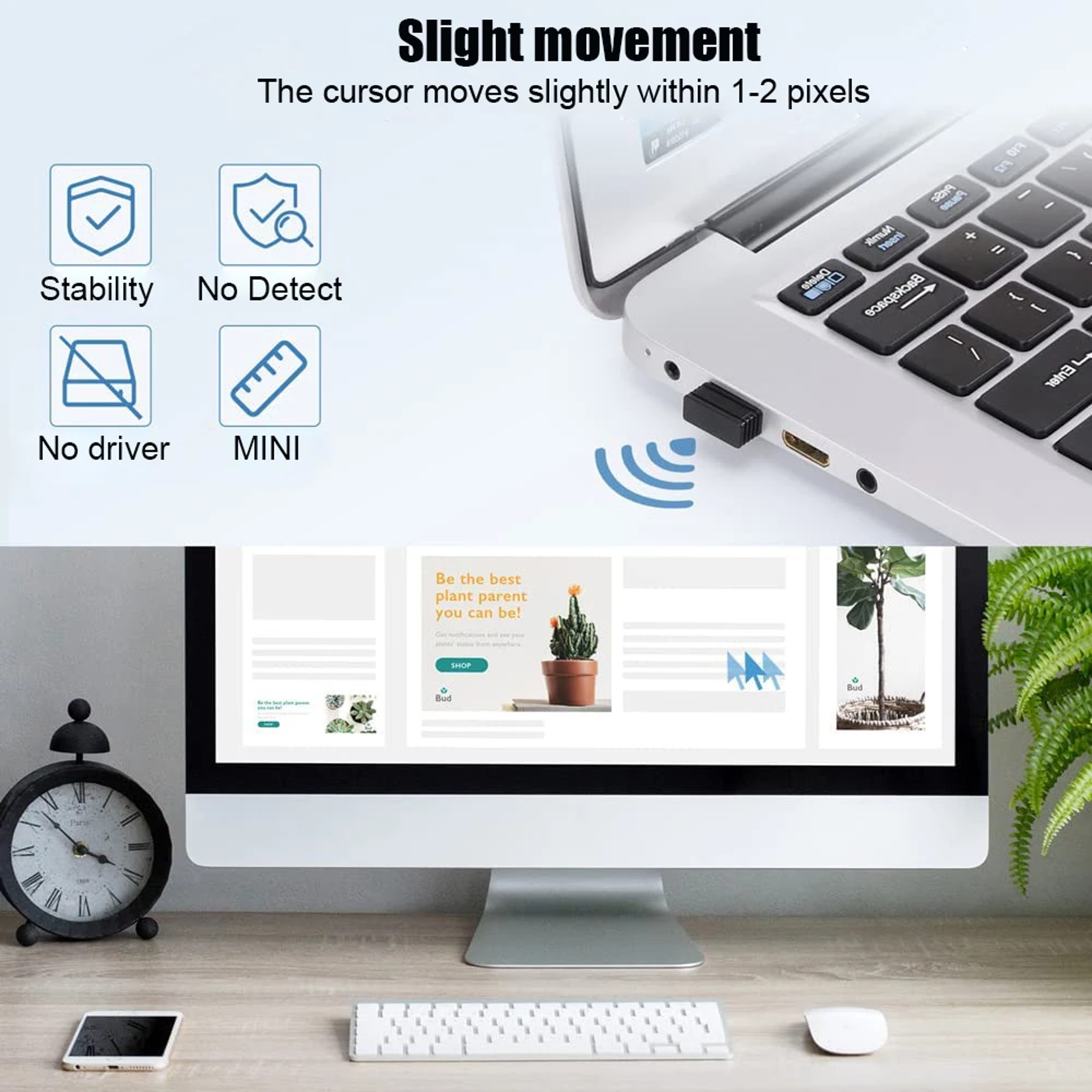 Wireless Mouse Jiggler USB Port Shaker Wiggler Mover Keeps Computer Awake Automatic For Laptop Unde 3
