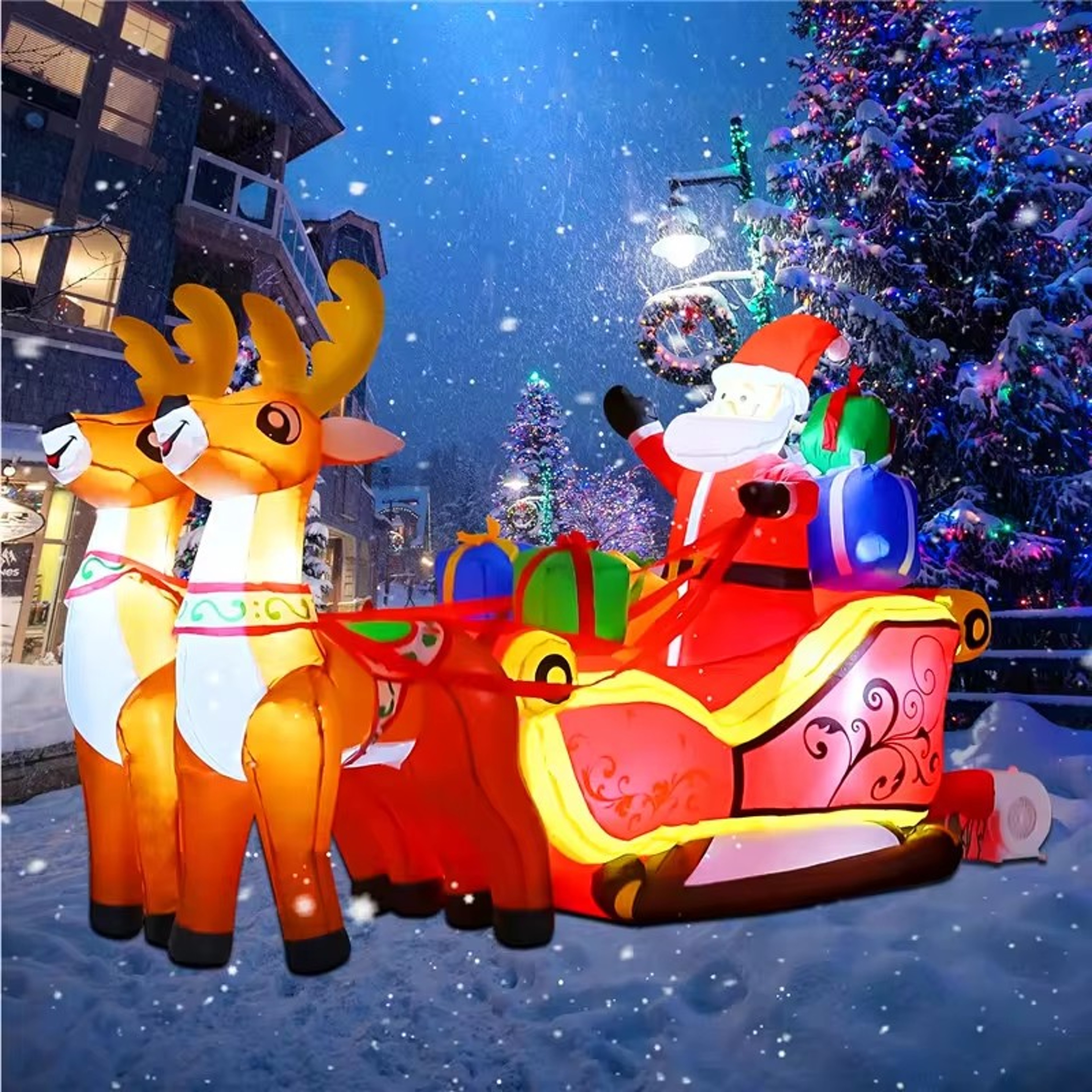 Inflatable Elk Santa Claus Gift LED Christmas Decoration Toys Outdoor Garden Party Props Xmas New Y 3