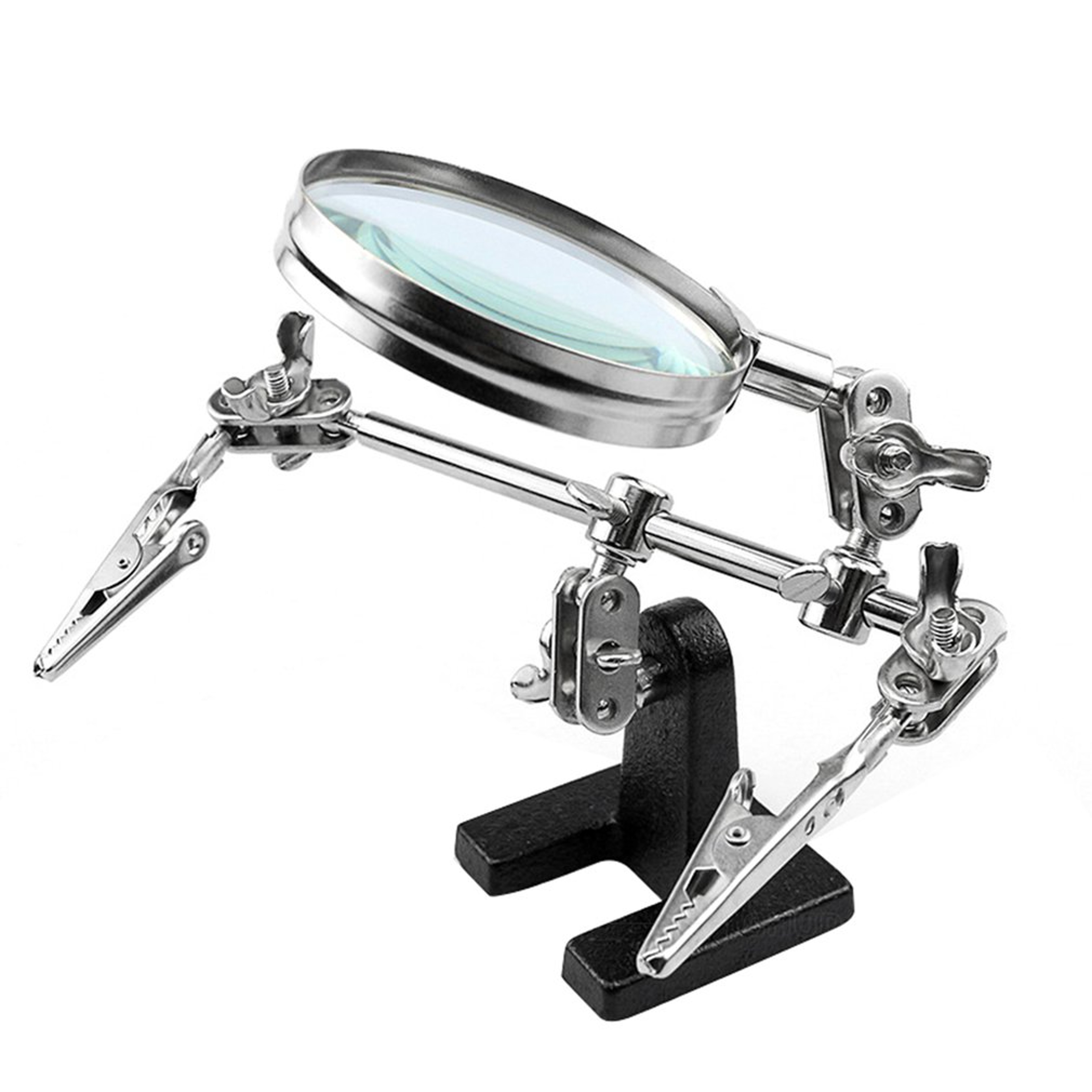 Precision Helping Hands Magnifier Stand Adjustable Soldering  Craft Tool With Dual Alligator Clips 0