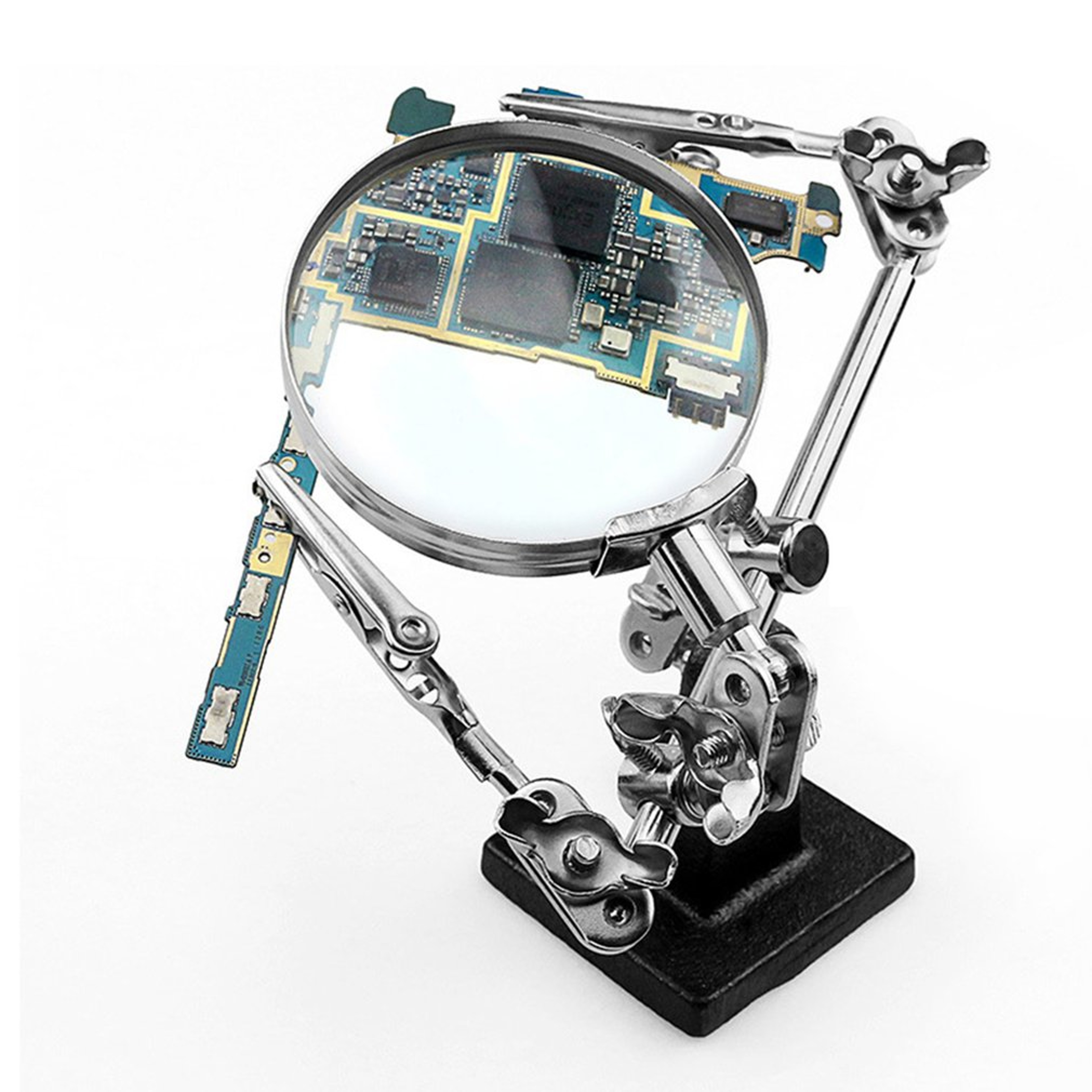 Precision Helping Hands Magnifier Stand Adjustable Soldering  Craft Tool With Dual Alligator Clips 4