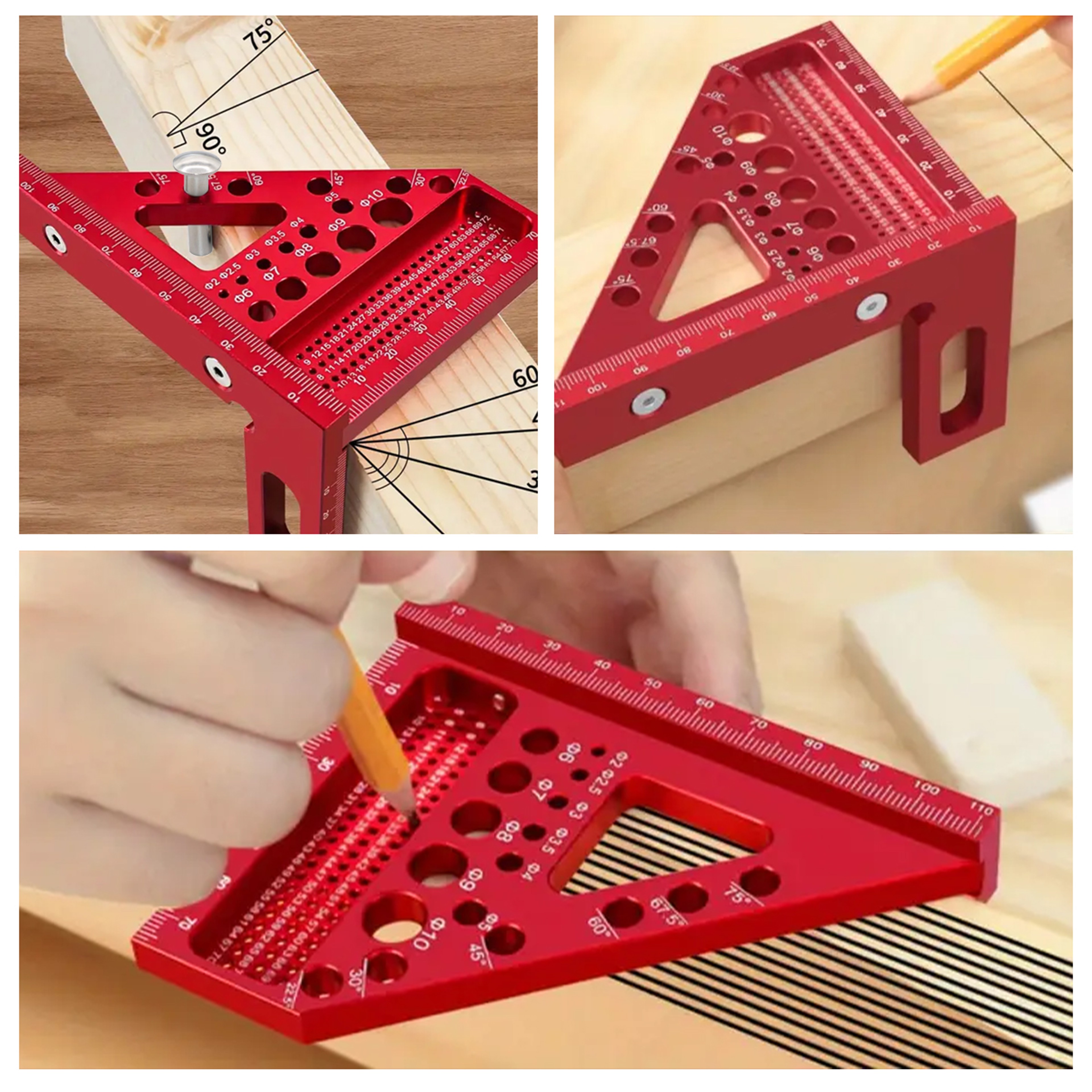Precision 3D Multi Angle Measuring Tool  Woodworking Square Protractor Ruler 3