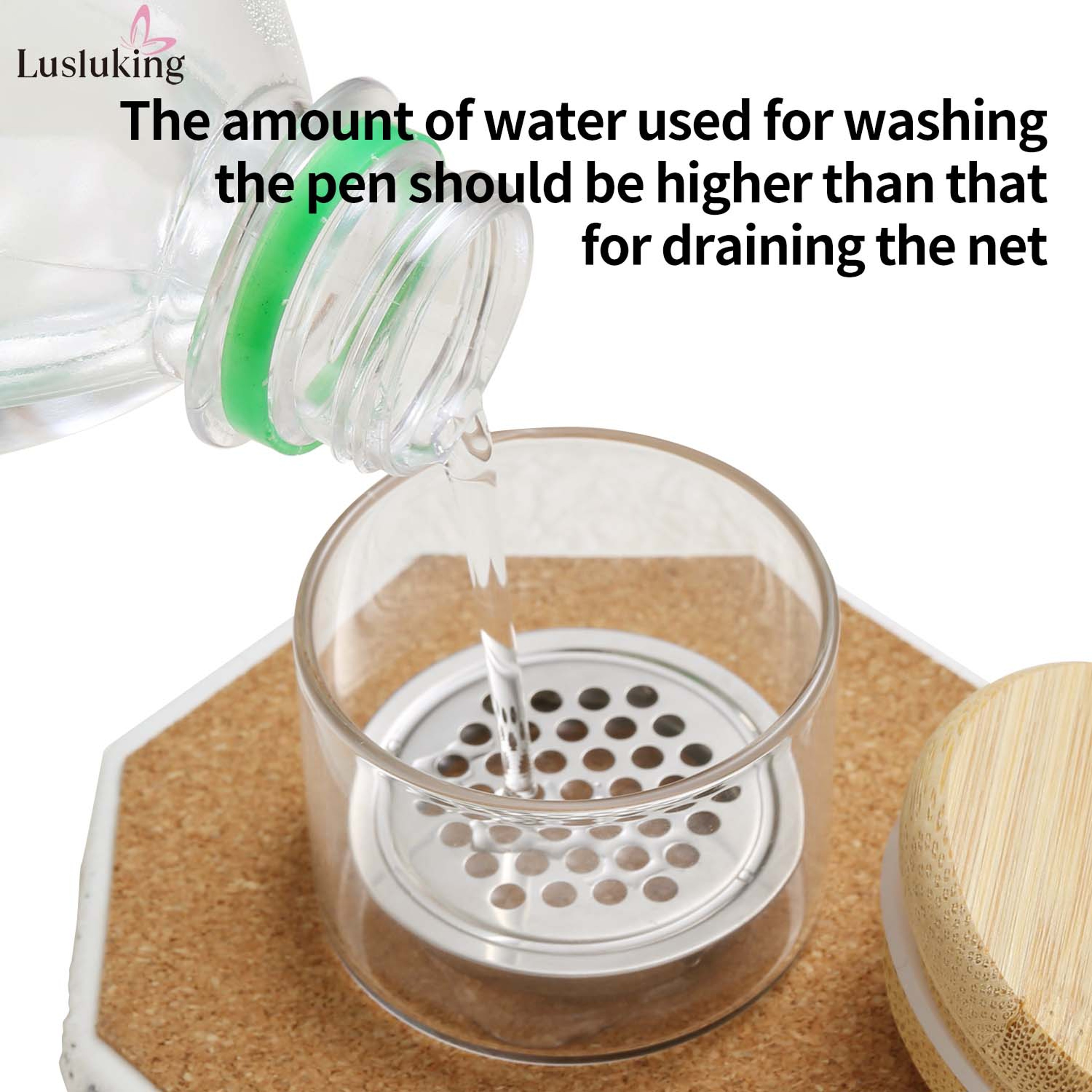 Crystal Nail Brush Cleaner Cup With Stainless Steel Mesh Filter For Nail Art Tools 5