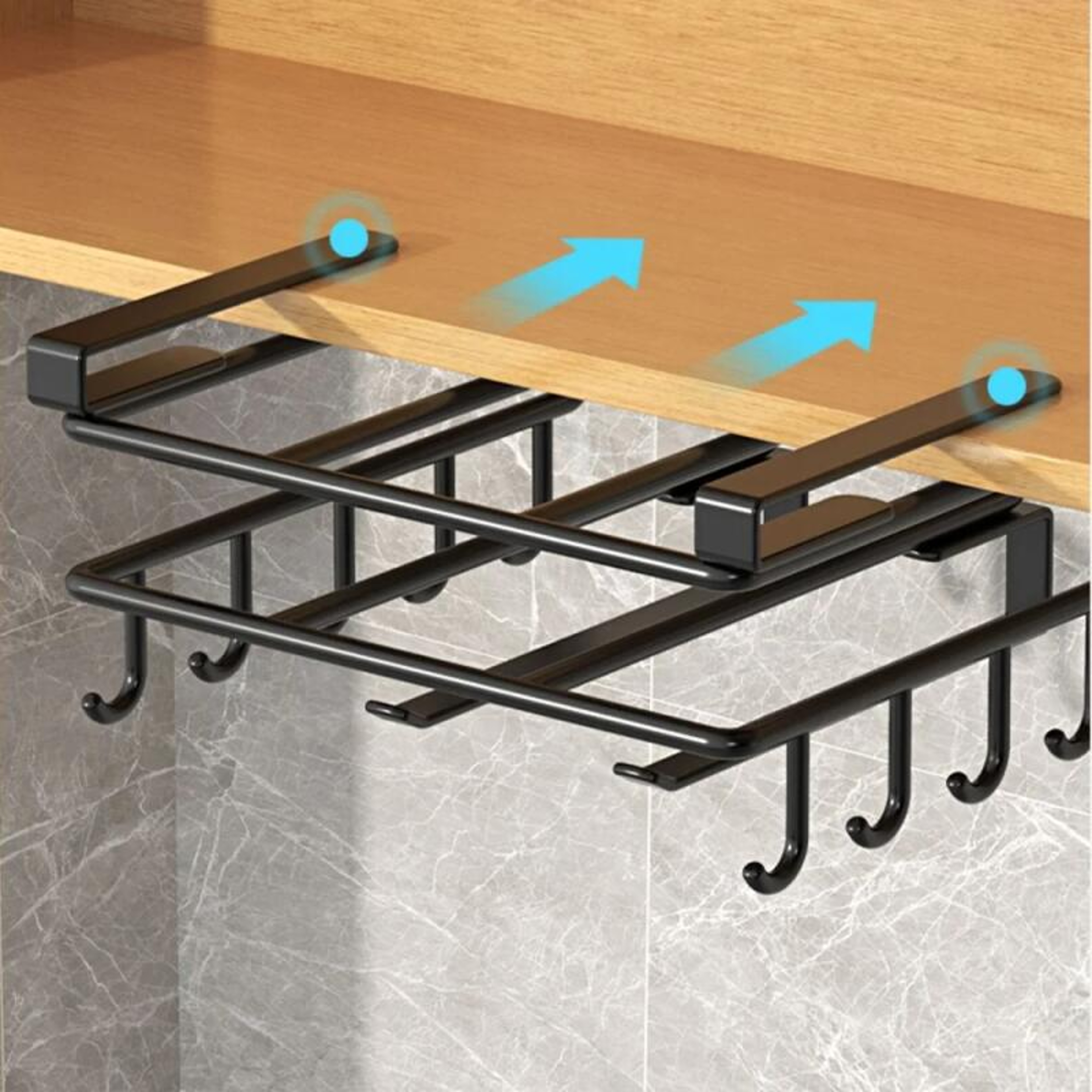 Under Cabinet Kitchen Organizer Rack With Paper Towel Holder And Hooks 2