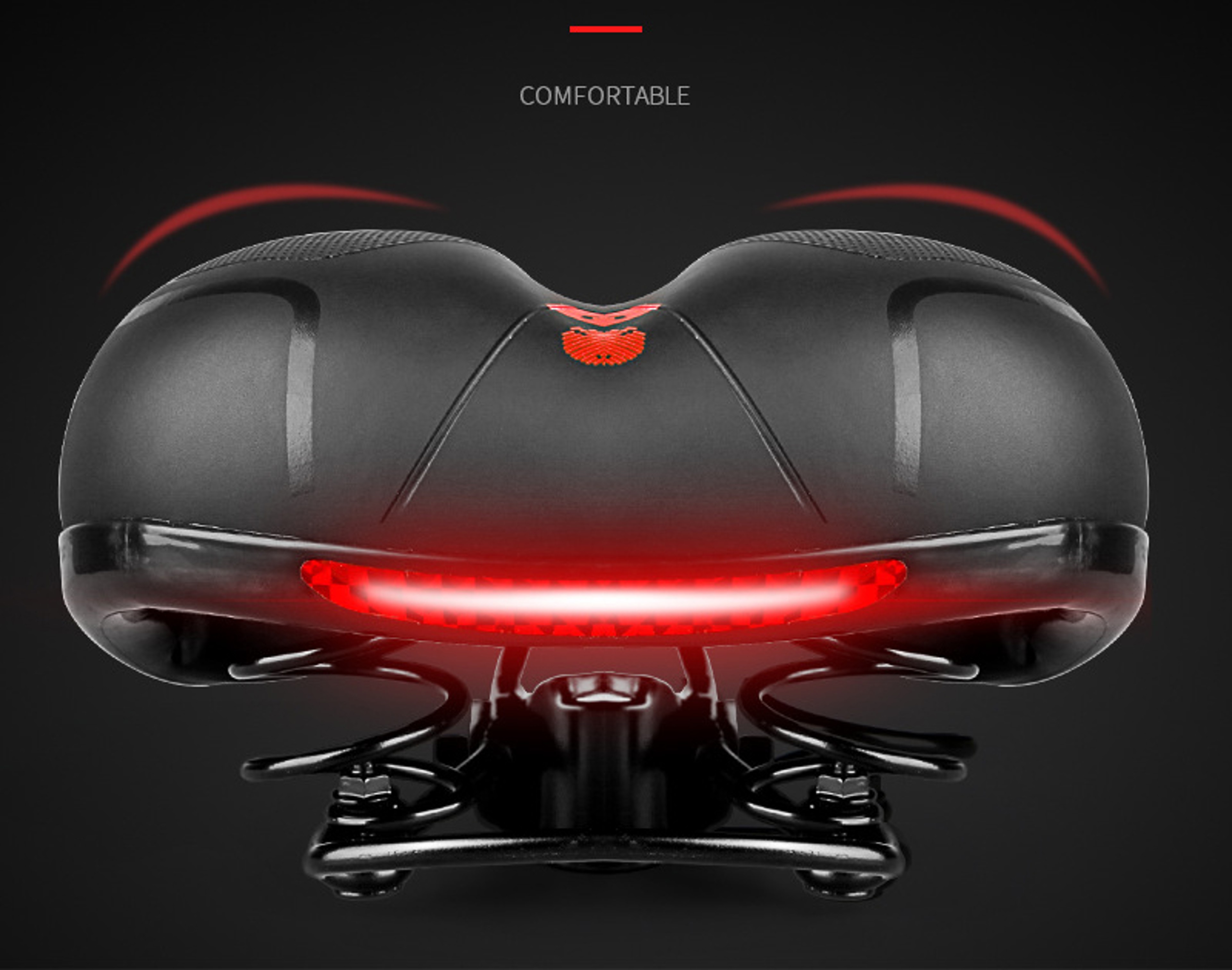 UltraComfort Wide Bike Saddle With Shock Absorbing  Reflective Design Hollow Breathable Seat For Ra 3