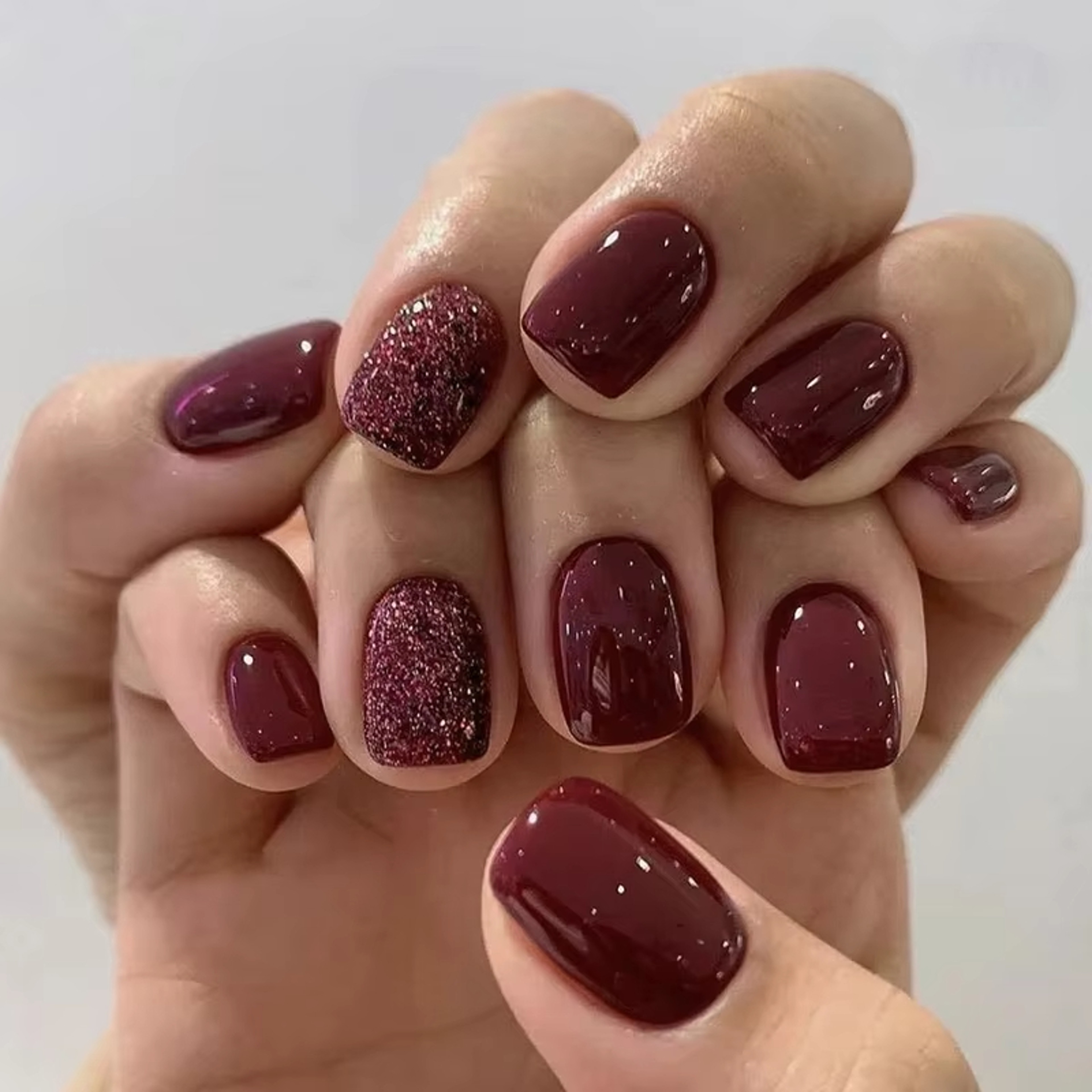 Wine Red Press On Nails 24pcs Short Square Full Cover Reusable False Nails – view 14