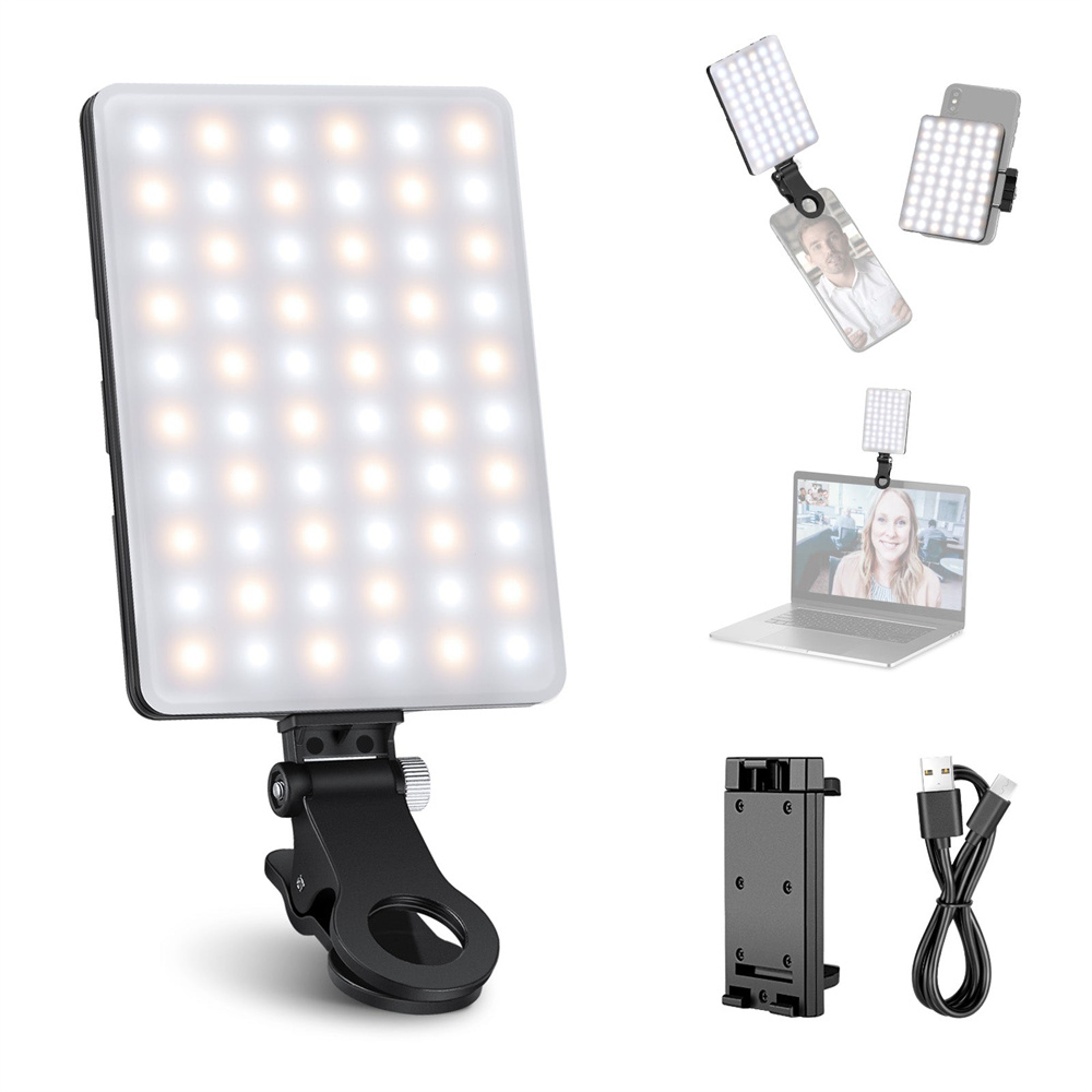 Selfie Light Clip on Light Kit with Phone Clip for Smartphone Laptop Computer, Bright Fill Light for Video Makeup Zoom – view 1