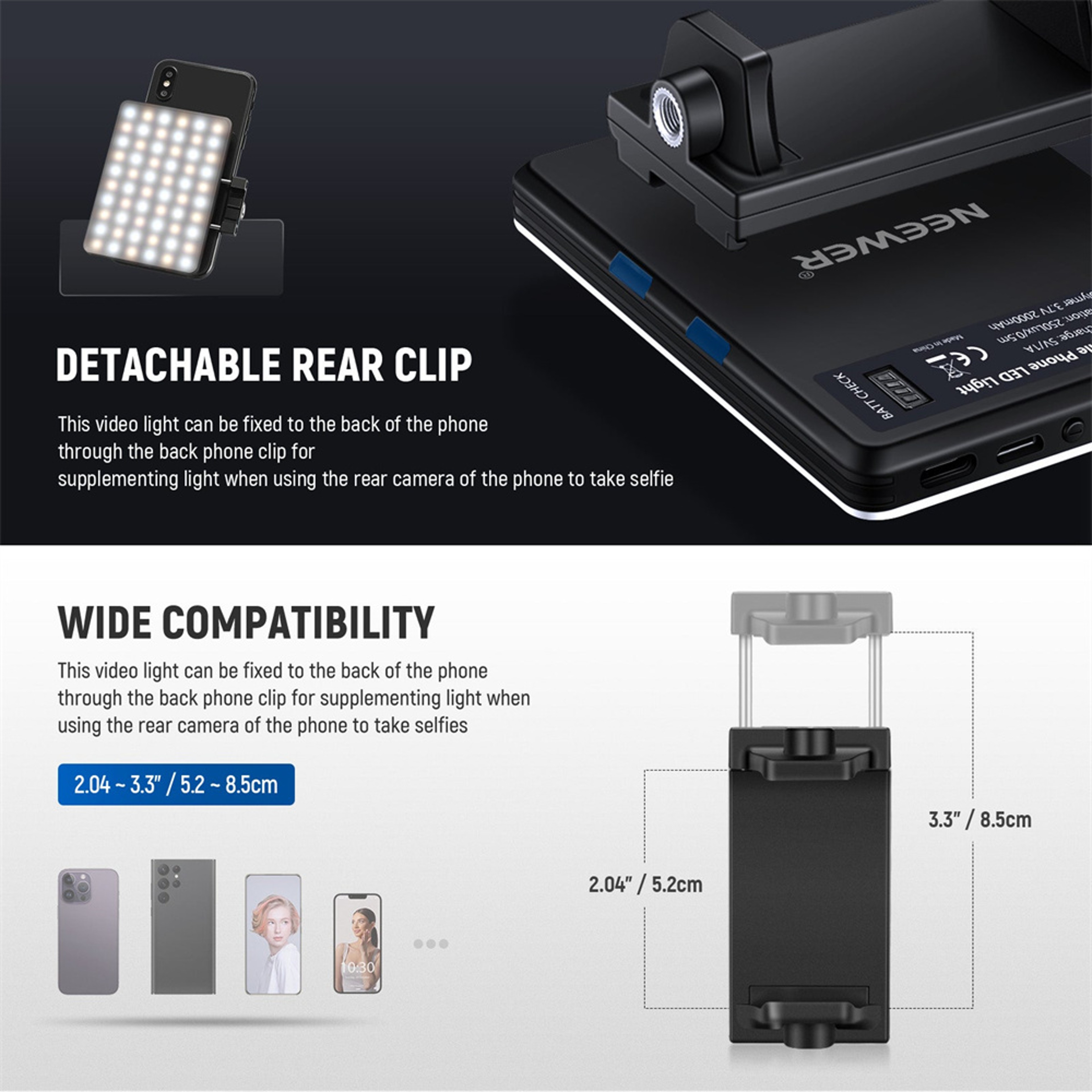 Selfie Light Clip on Light Kit with Phone Clip for Smartphone Laptop Computer, Bright Fill Light for Video Makeup Zoom – view 6