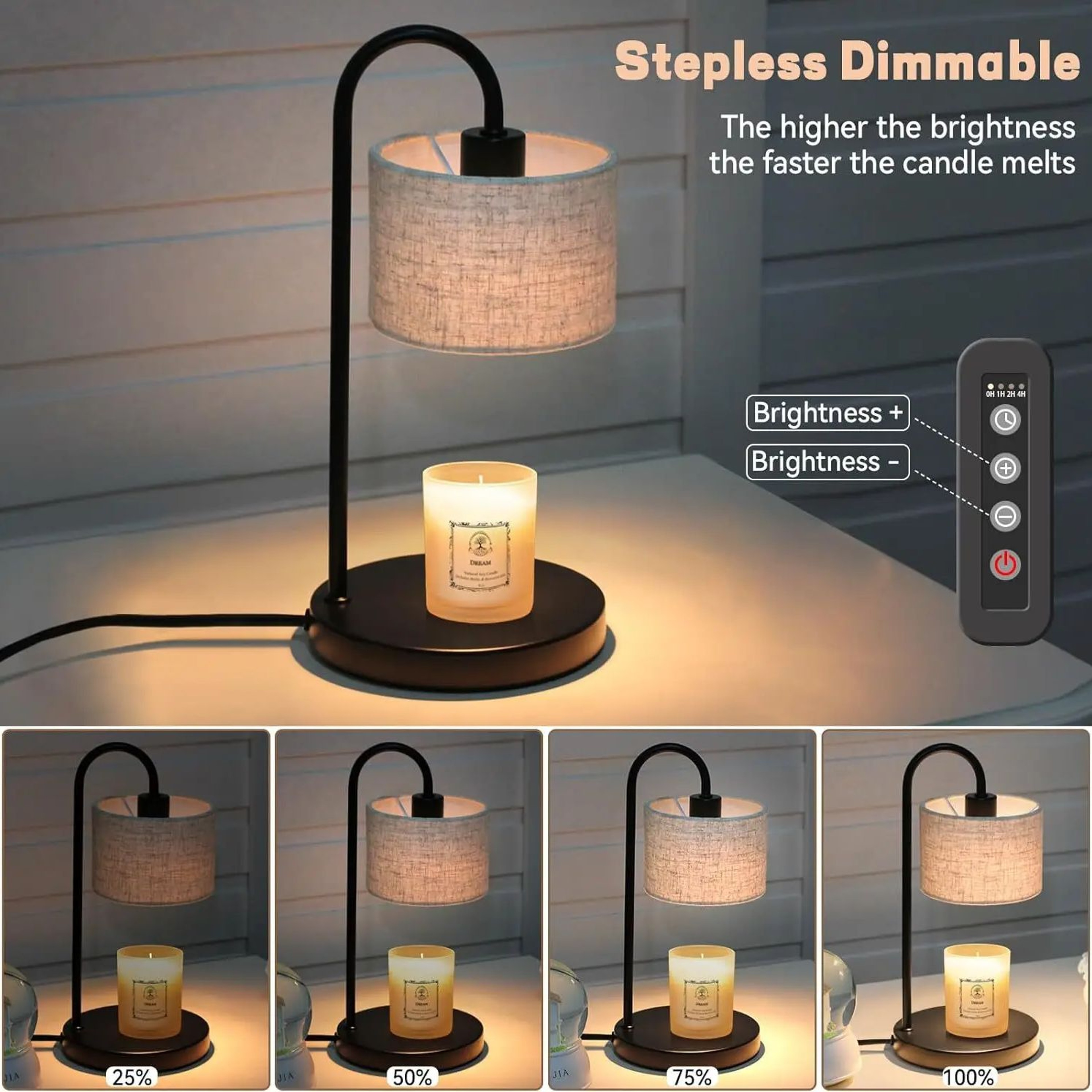 Stepless Candle Warmer Table Lamp, Dimmable Timing Function Ambient Light for Scented Candles, Home Decor Gifts – view 2