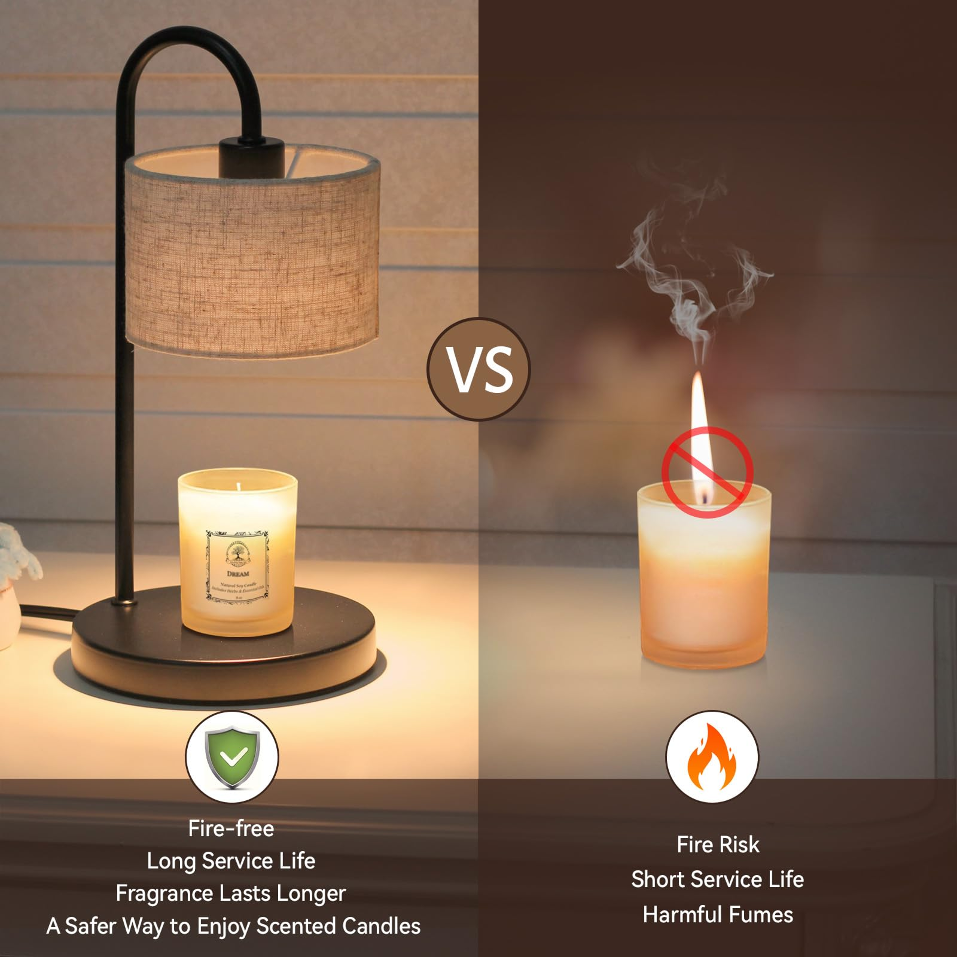 Stepless Candle Warmer Table Lamp, Dimmable Timing Function Ambient Light for Scented Candles, Home Decor Gifts – view 4