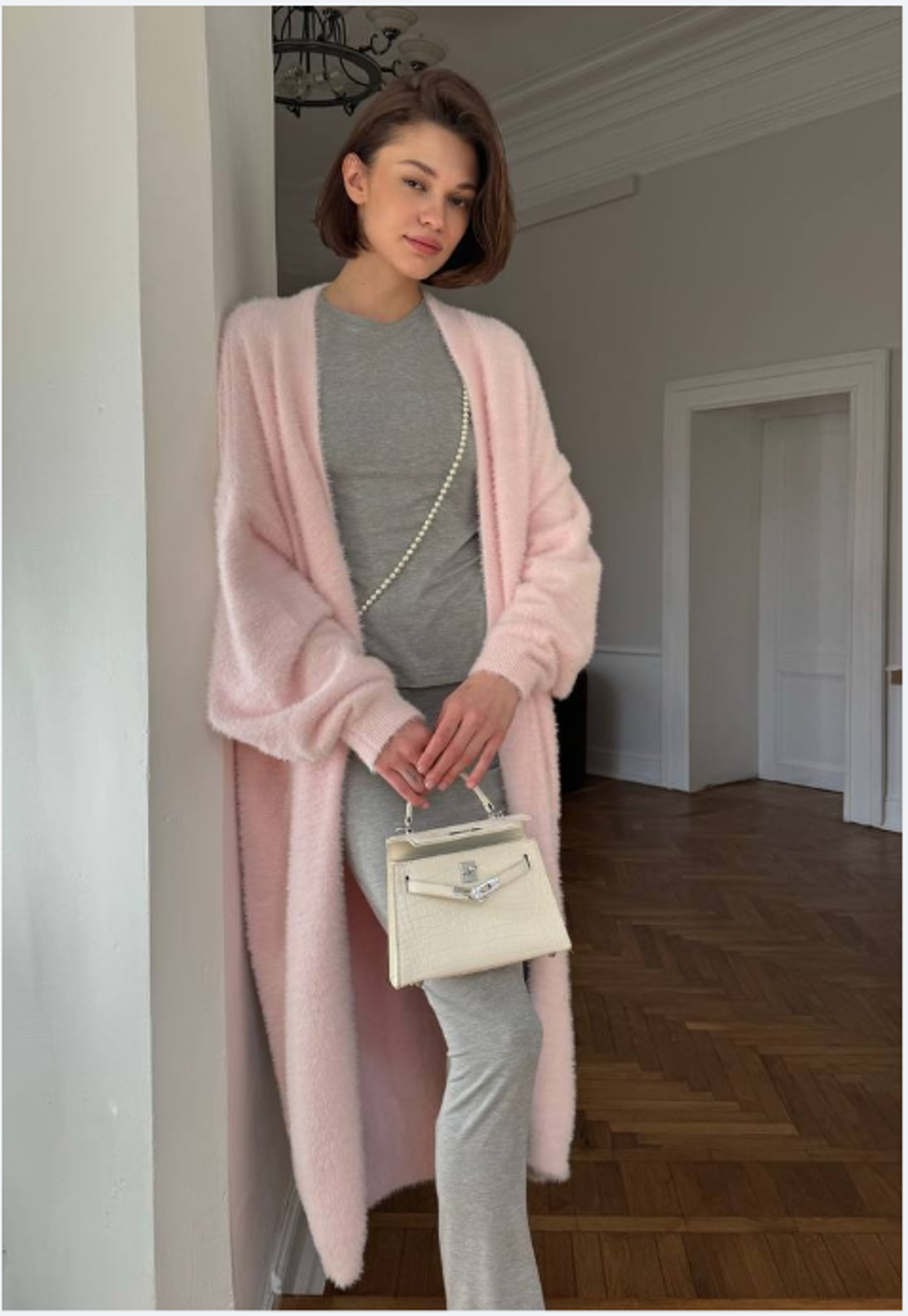 Vintage Cardigan for Women, Fluffy Warm Long Sleeve, Oversize Knitted Sweater, Solid White Autumn Winter Fashion – view 4