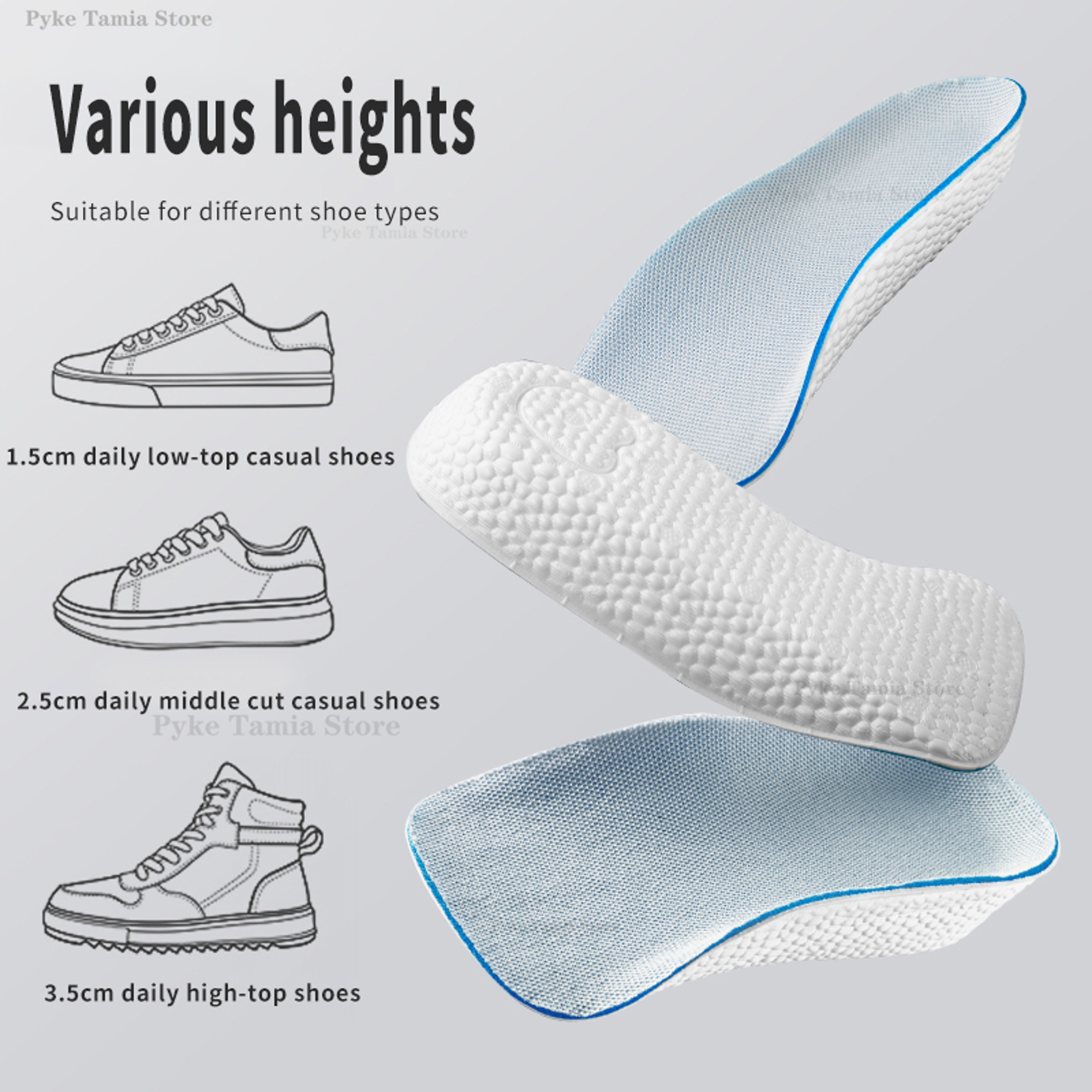 Orthopedic Height Increase Insoles With Arch Support For Discreet Shoe Lift 2