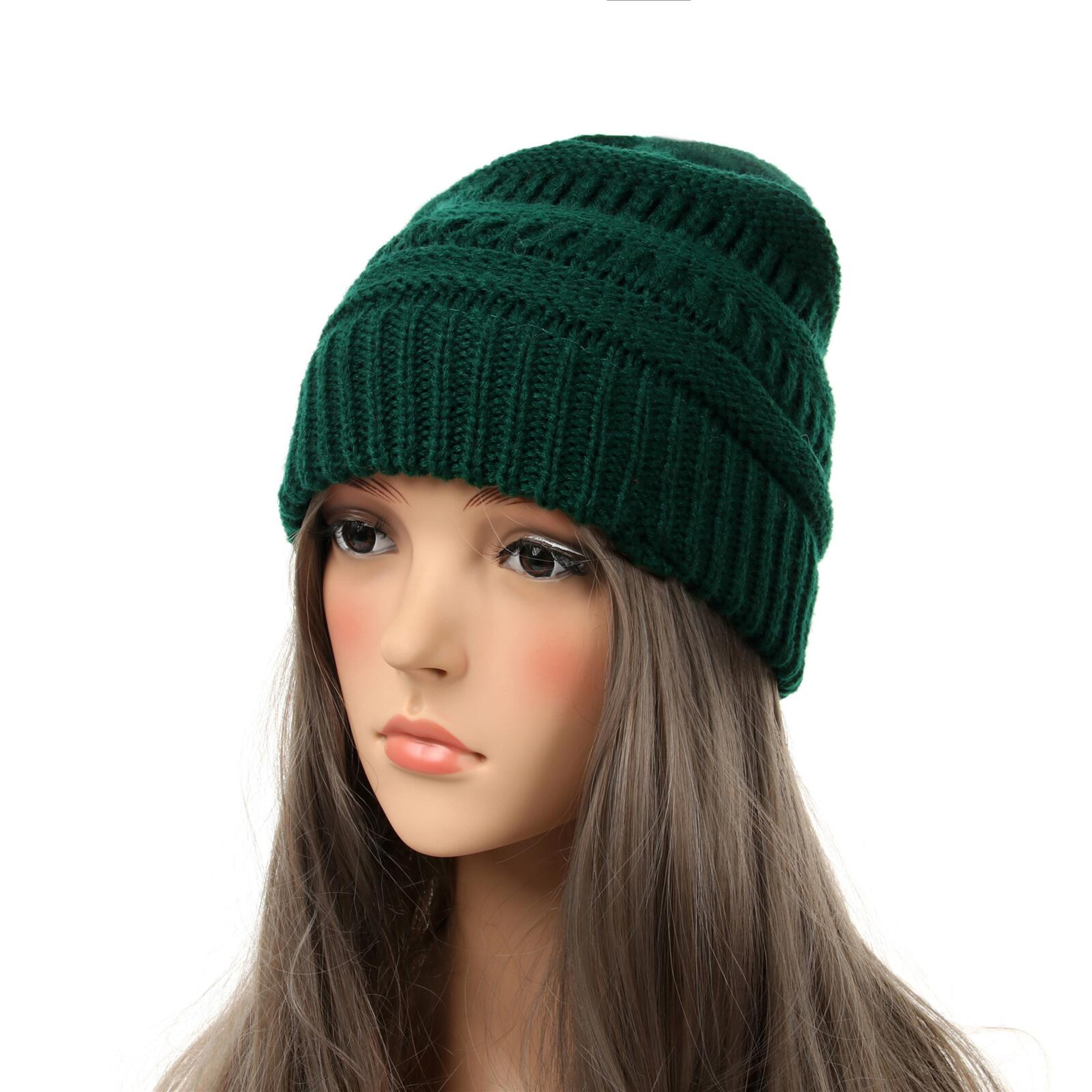 Warm Chunky Knit Beanie Hat For Women Soft Stretch Winter Cap 8