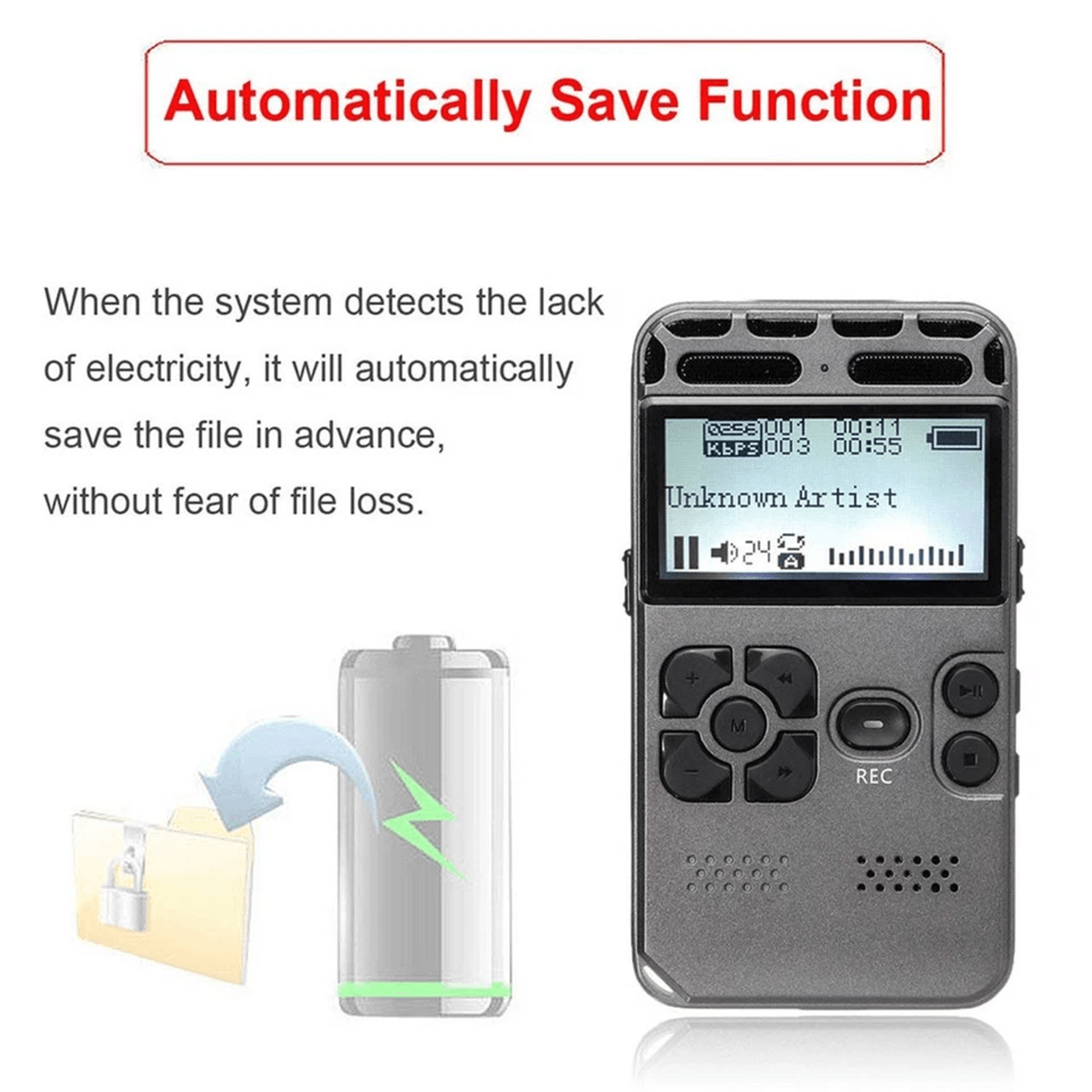 LCD Digital Voice Recorder  MP3 Player With Builtin USB 2