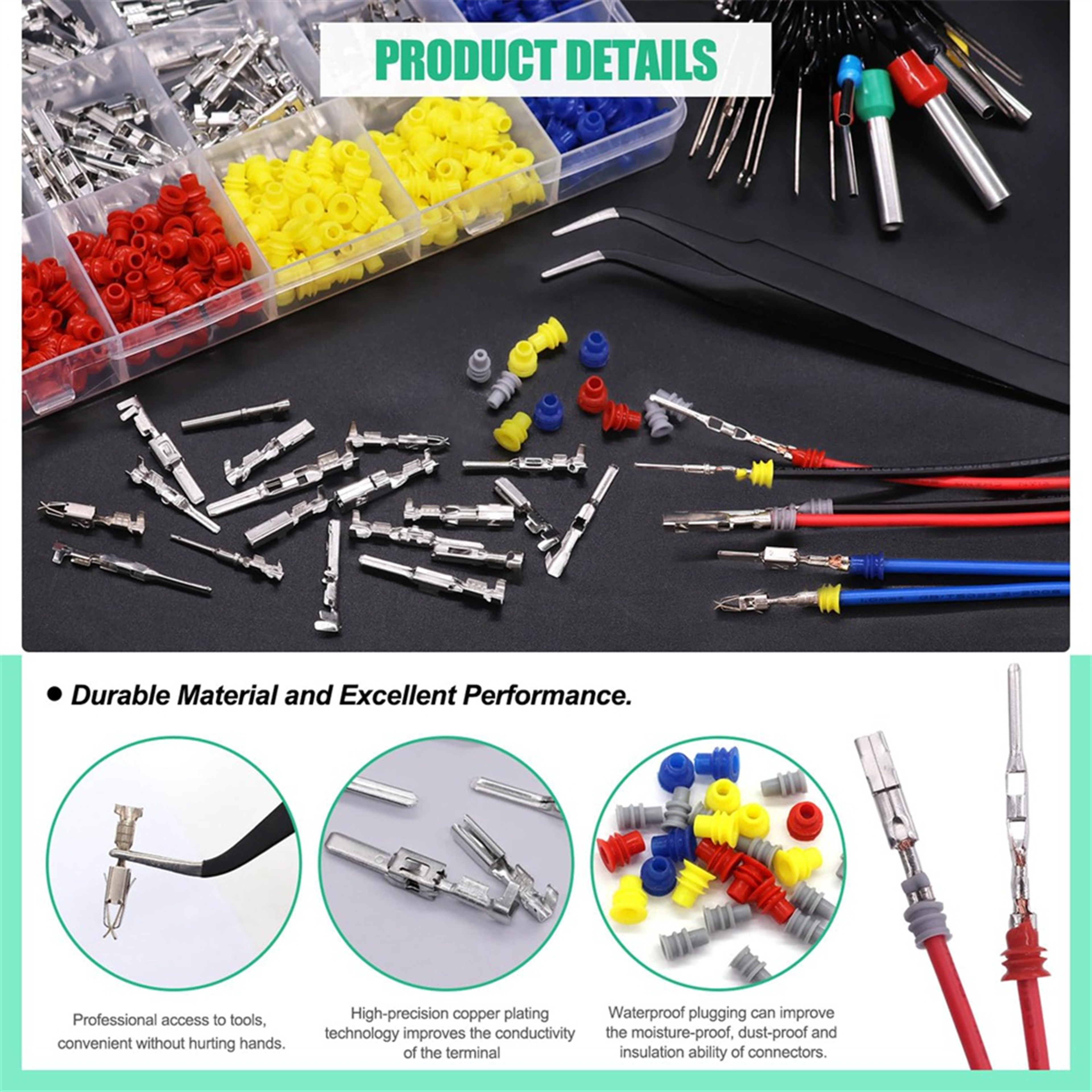 Automotive Connector Pins Kit with 420 Pins 300 Seals and Removal Tools – view 2