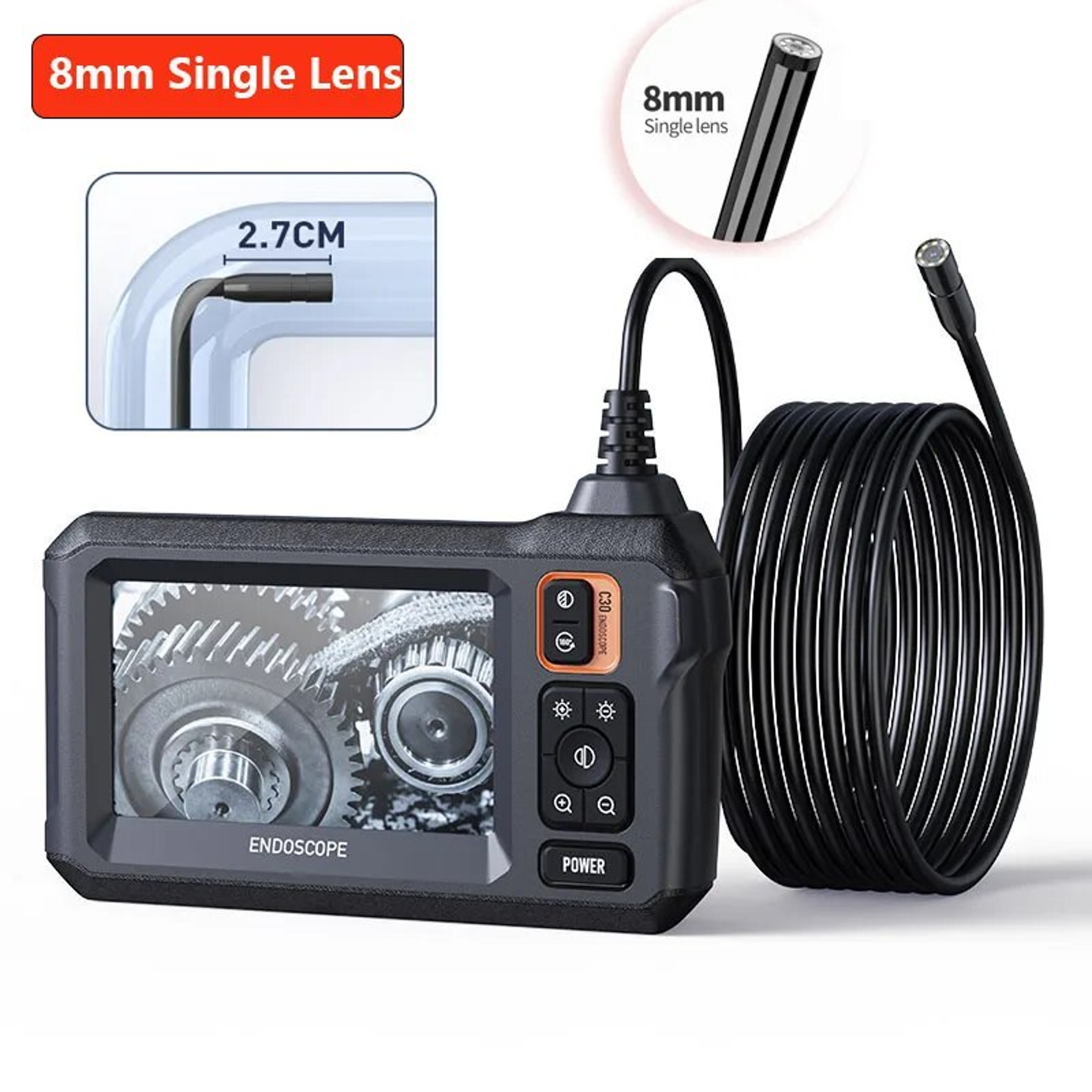 Dual & Single Lens Endoscope Camera, 1080P HD, 4.3" IPS Screen, IP67 Waterproof Borescope for Car & Pipe Inspection – view 7