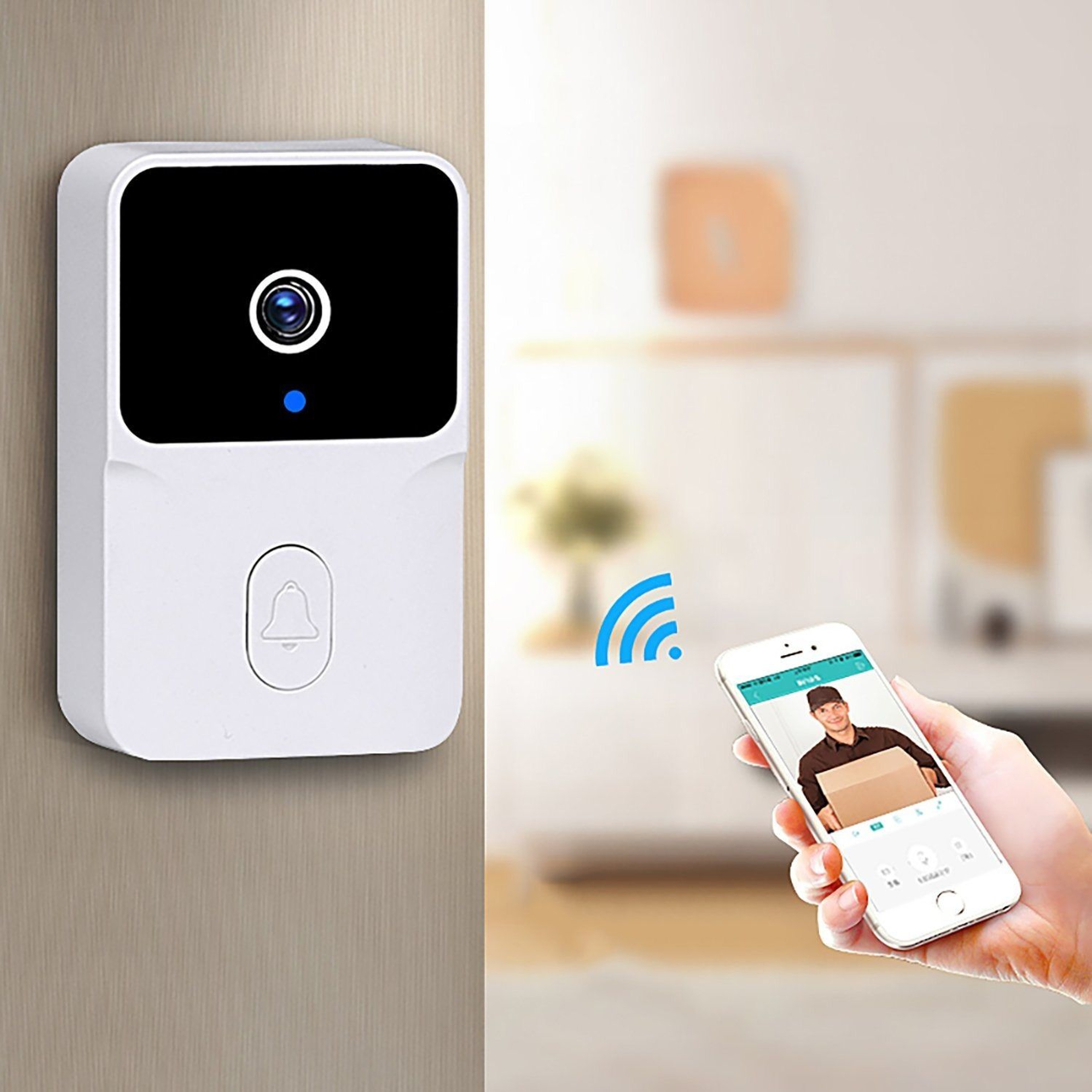 Smart WiFi Video Doorbell Wireless HD Camera with IR Night Vision  Alarm Security Home Intercom Sy