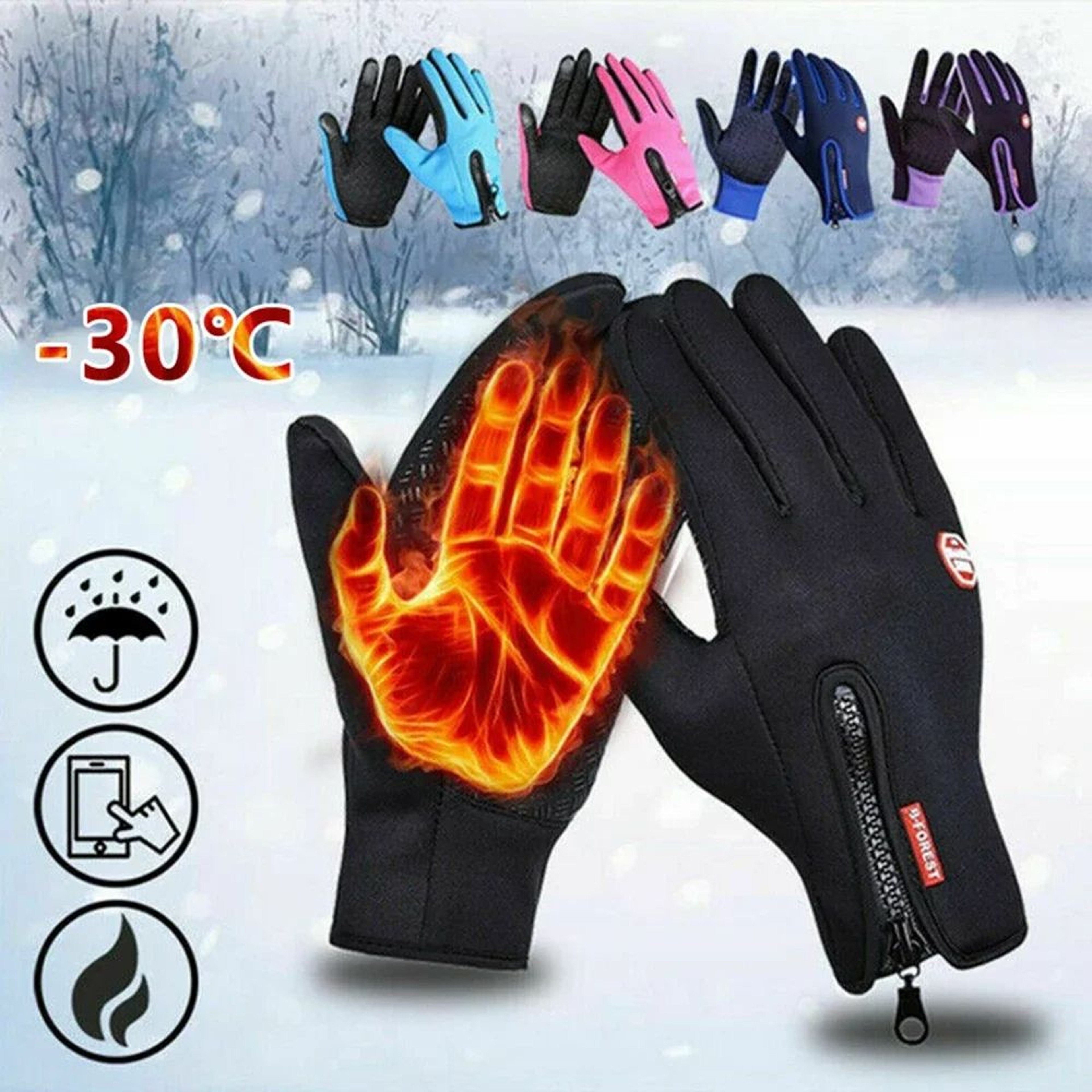 Winter Warm Men  Women Touchscreen Gloves Splash Proof Outdoor Sport Skiing Cycling Fishing Nonslip 0