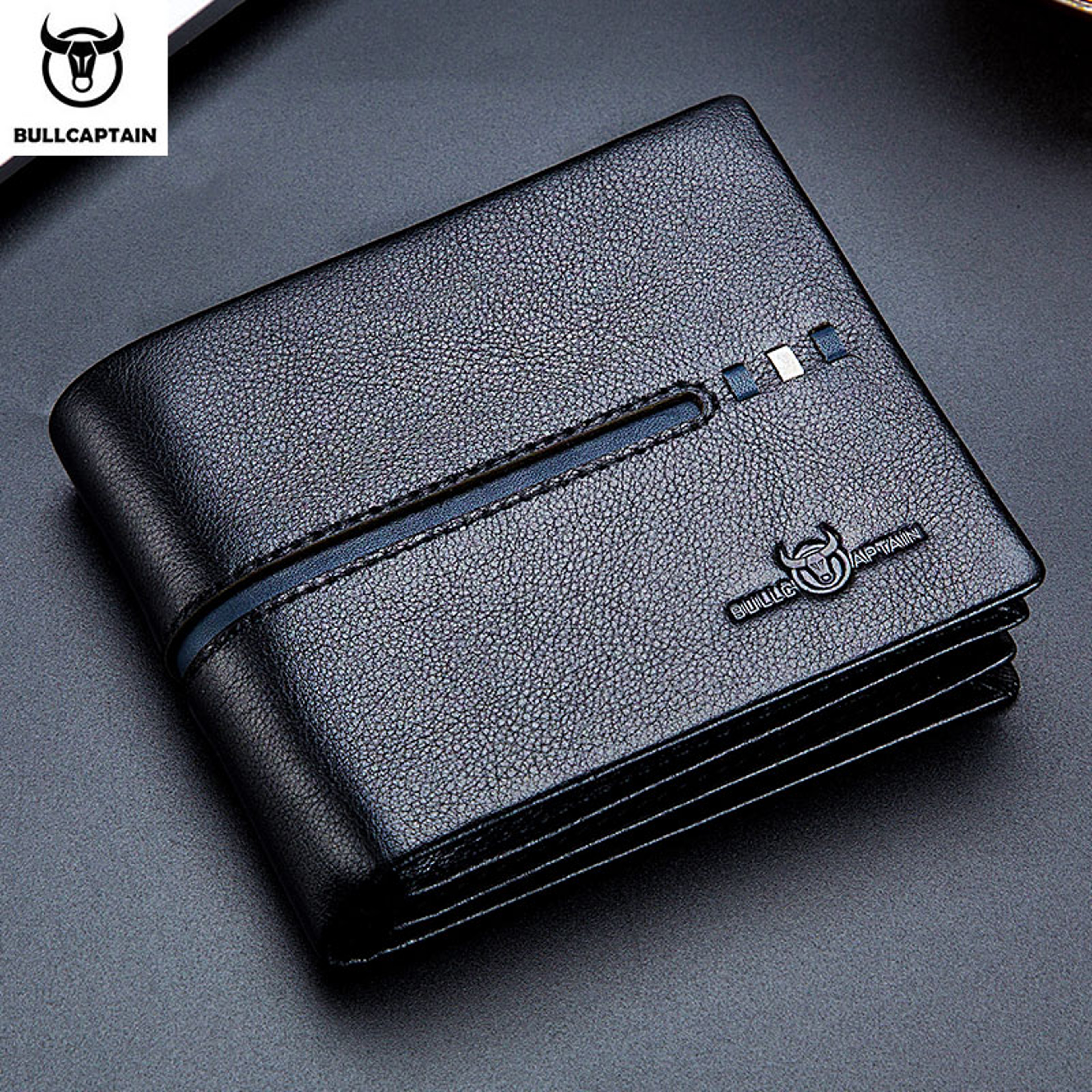 Leather Wallet Men RFID Secure Multi Function Business Purse Designer Card Holder Slim Genuine Leat 0