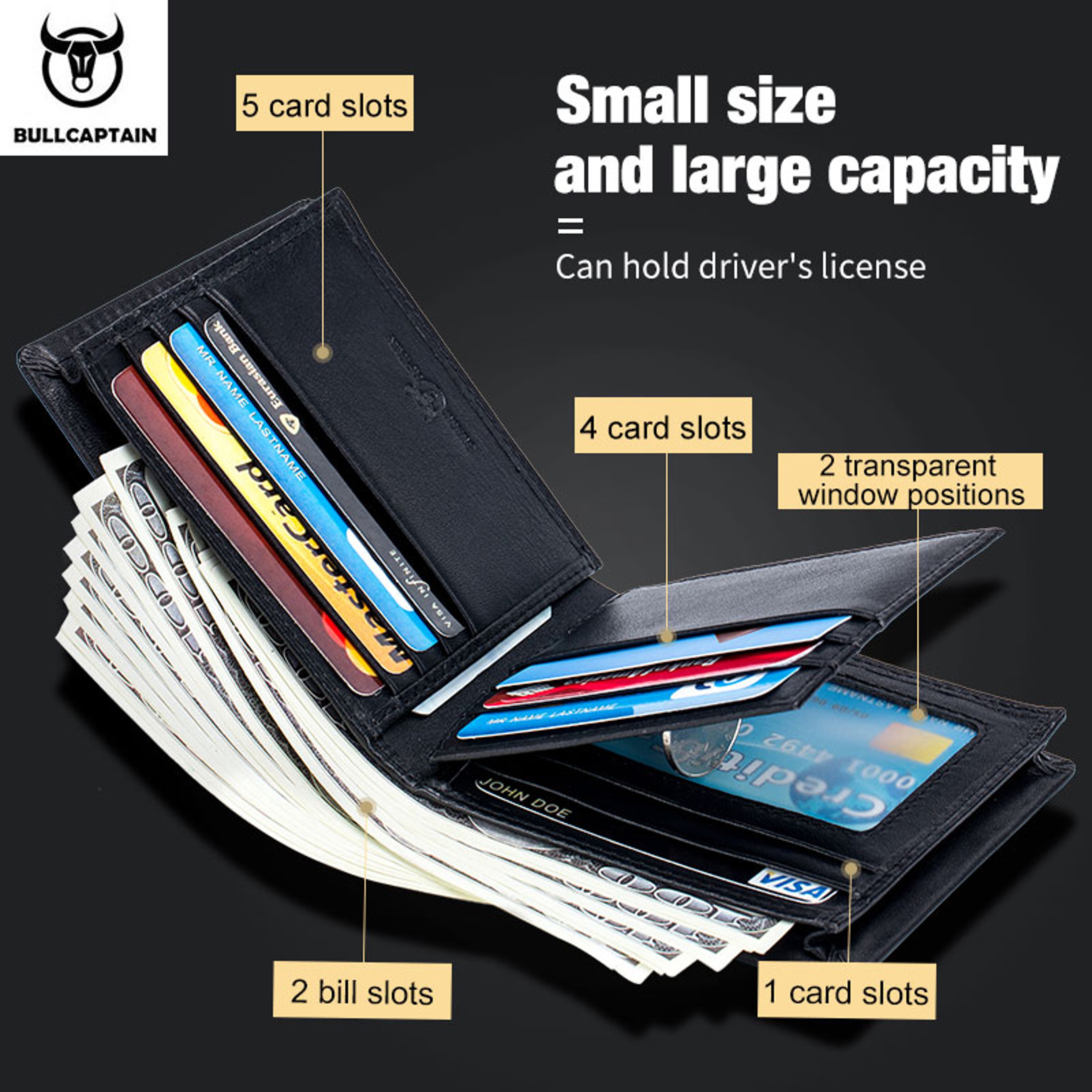 Leather Wallet Men RFID Secure Multi Function Business Purse Designer Card Holder Slim Genuine Leat 1