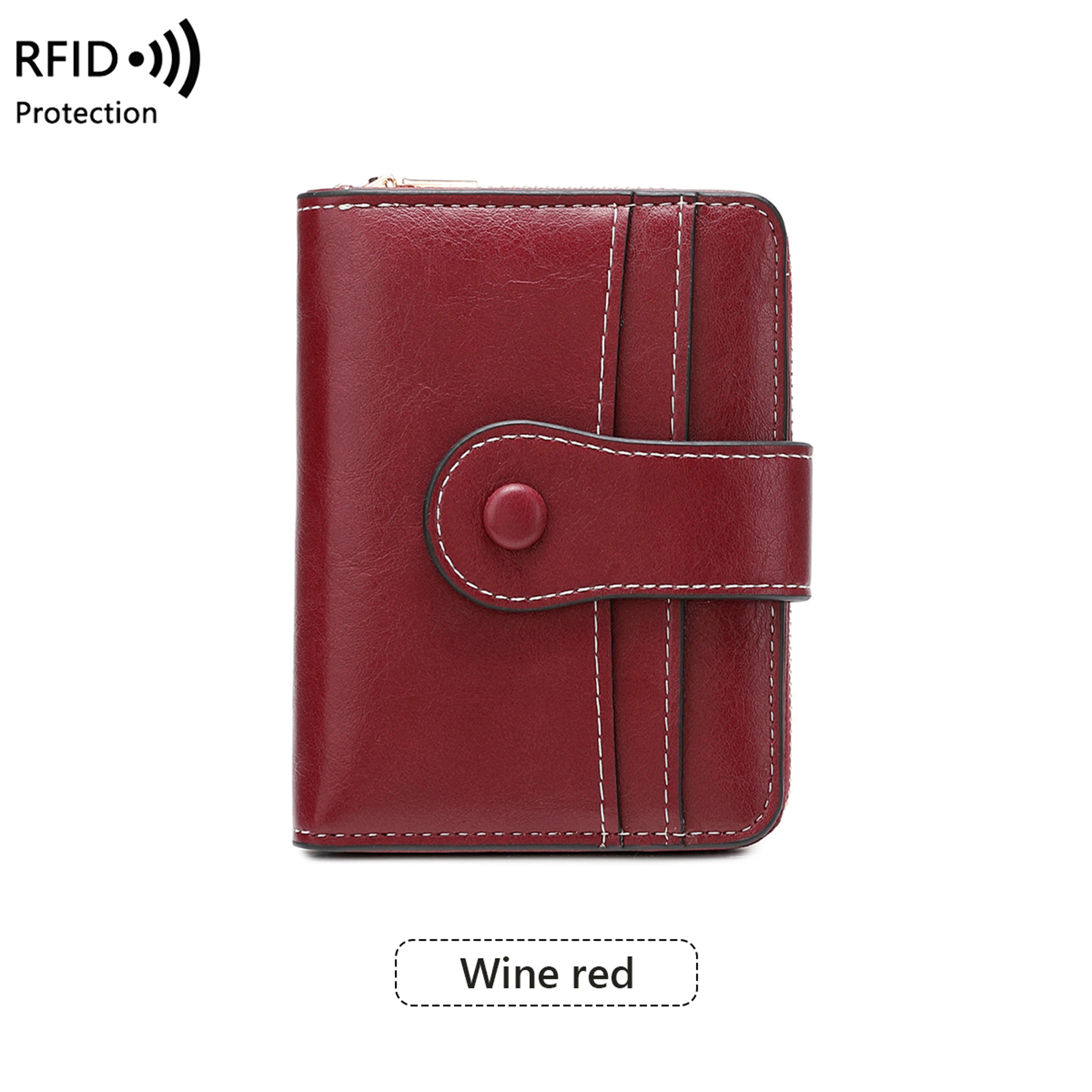 Women RFID Blocking Wallet, Zipper Buckle Multi-Card Holder, Retro Short Coin Purse, Compact Functional Design – view 8