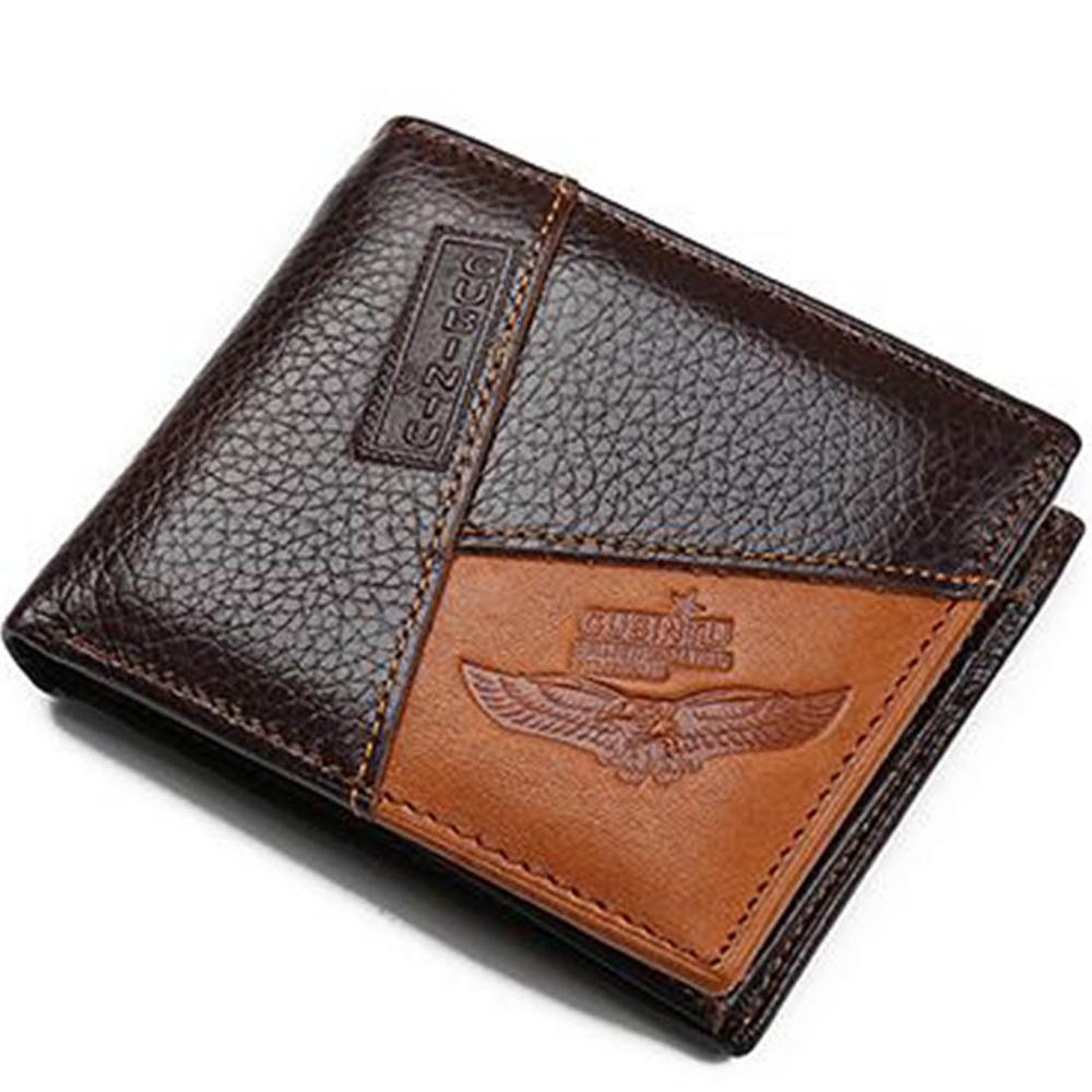 High Quality GUBINTU Genuine Leather Men Wallets, Real Leather Wallet with Coin Pocket Zipper, Male Purse Eagle Design – view 1