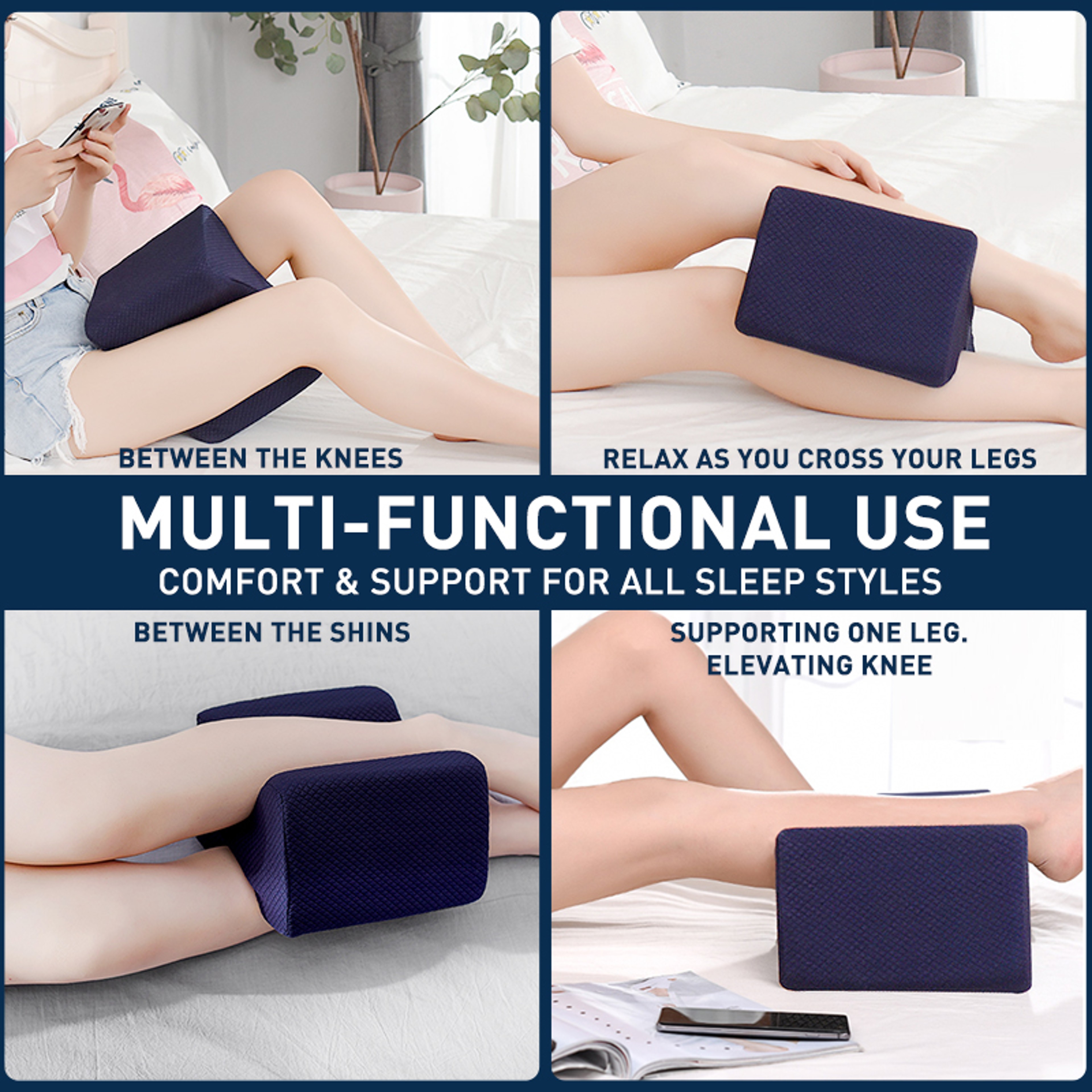 Orthopedic Knee Pillow for Side Sleepers Memory Foam Leg Pillow Support – view 4