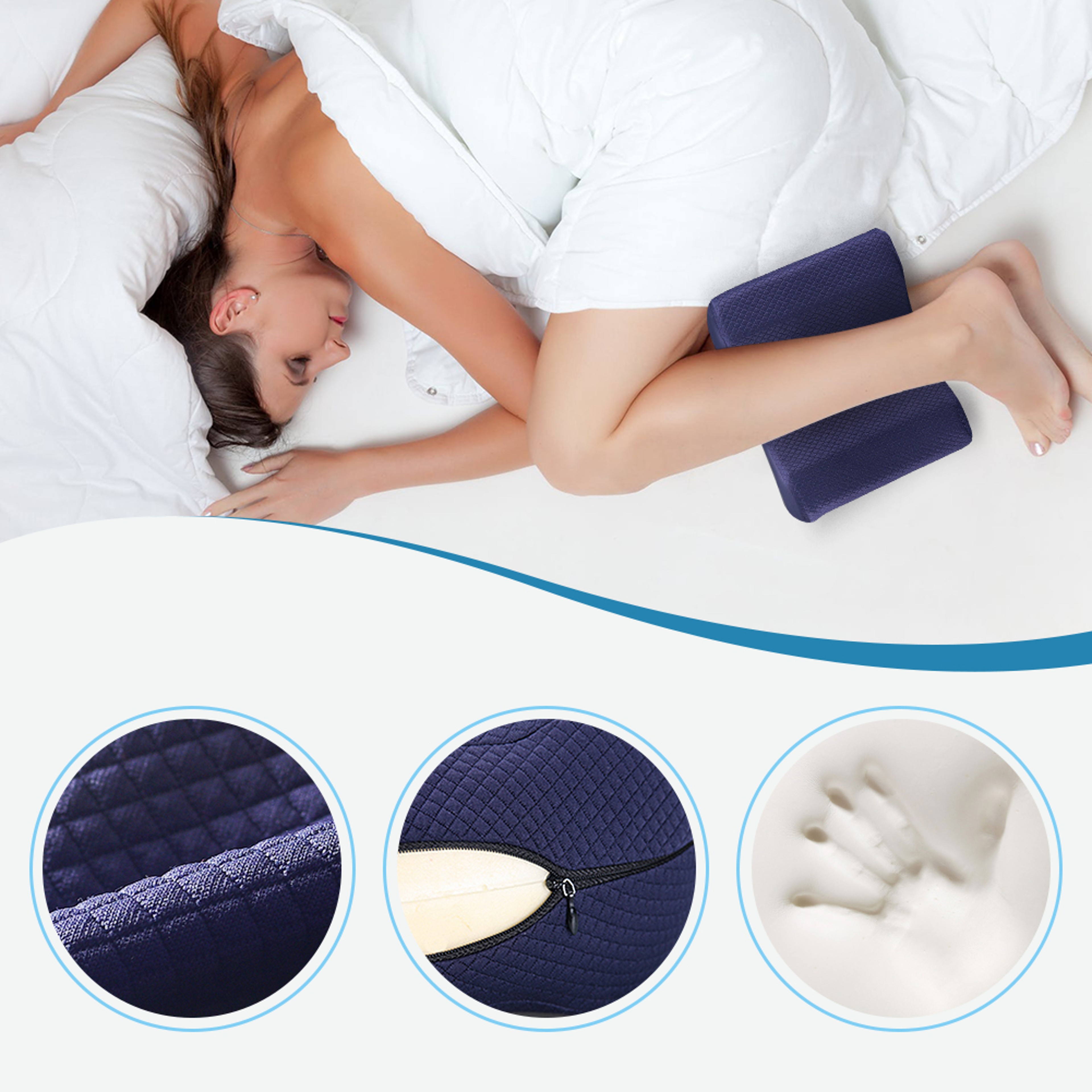 Orthopedic Knee Pillow for Side Sleepers Memory Foam Leg Pillow Support – view 6
