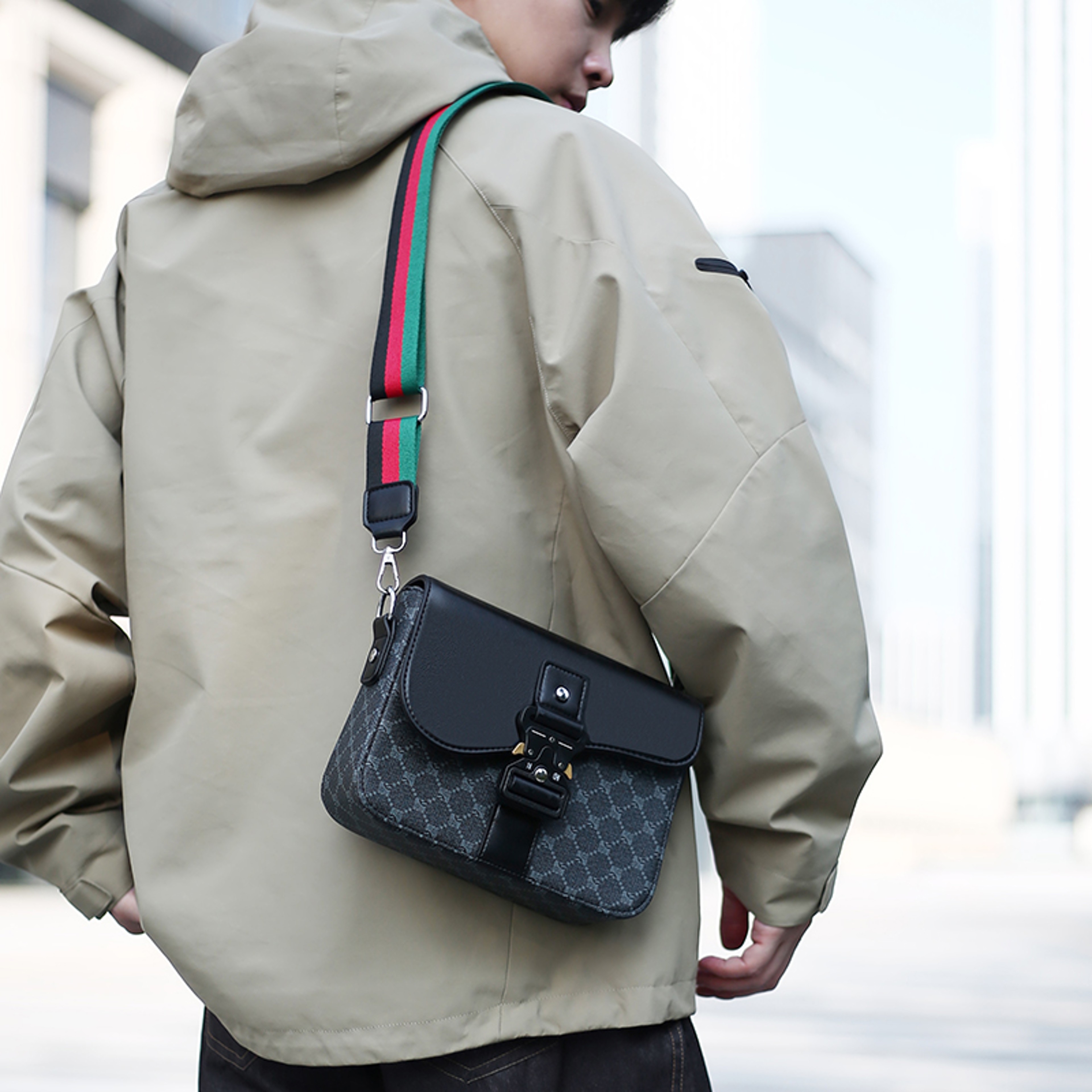 Mens Waterproof Jacquard Crossbody Bag For Business And Daily Commute 0