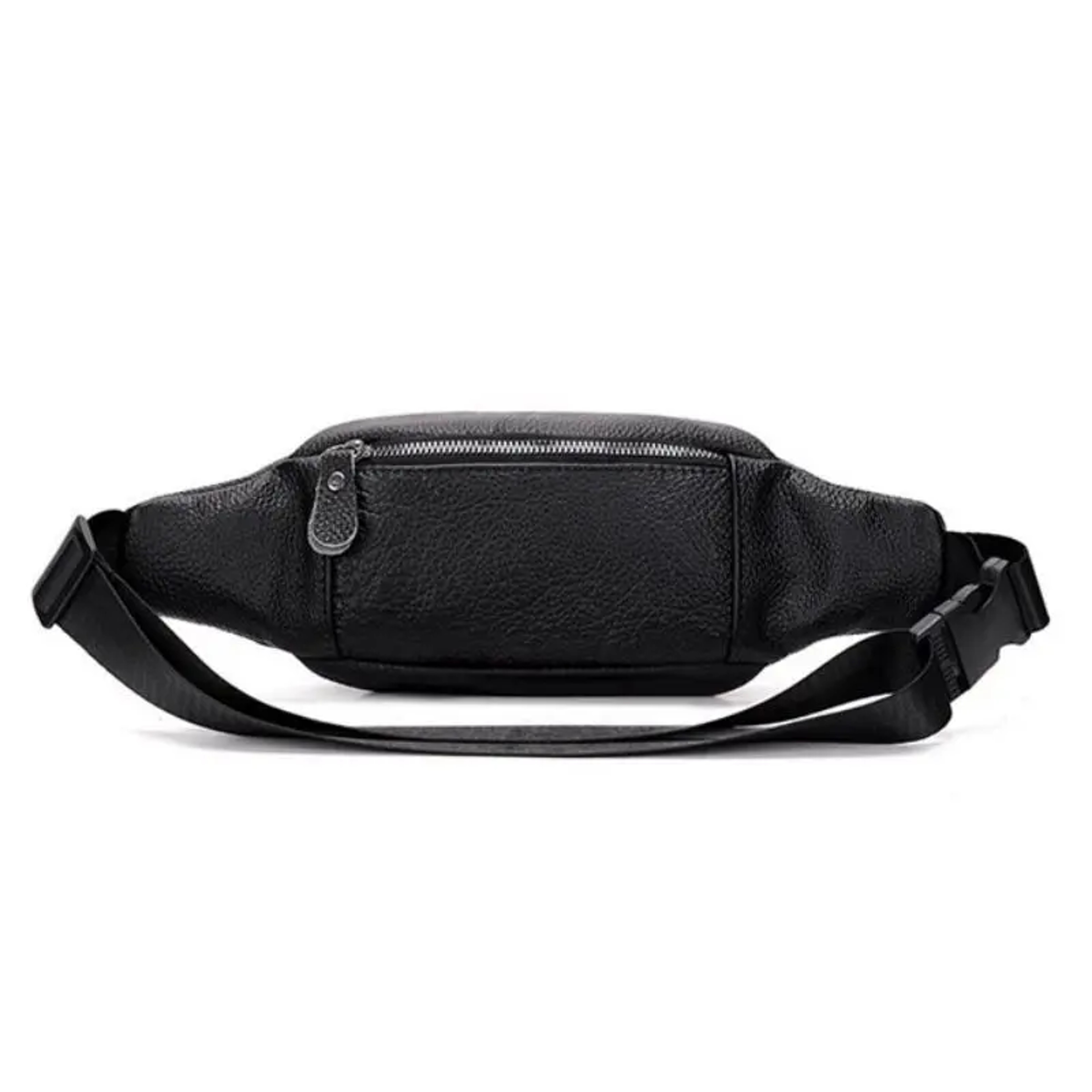 Mens Genuine Leather Sling Chest Bag With Double Zipper 2