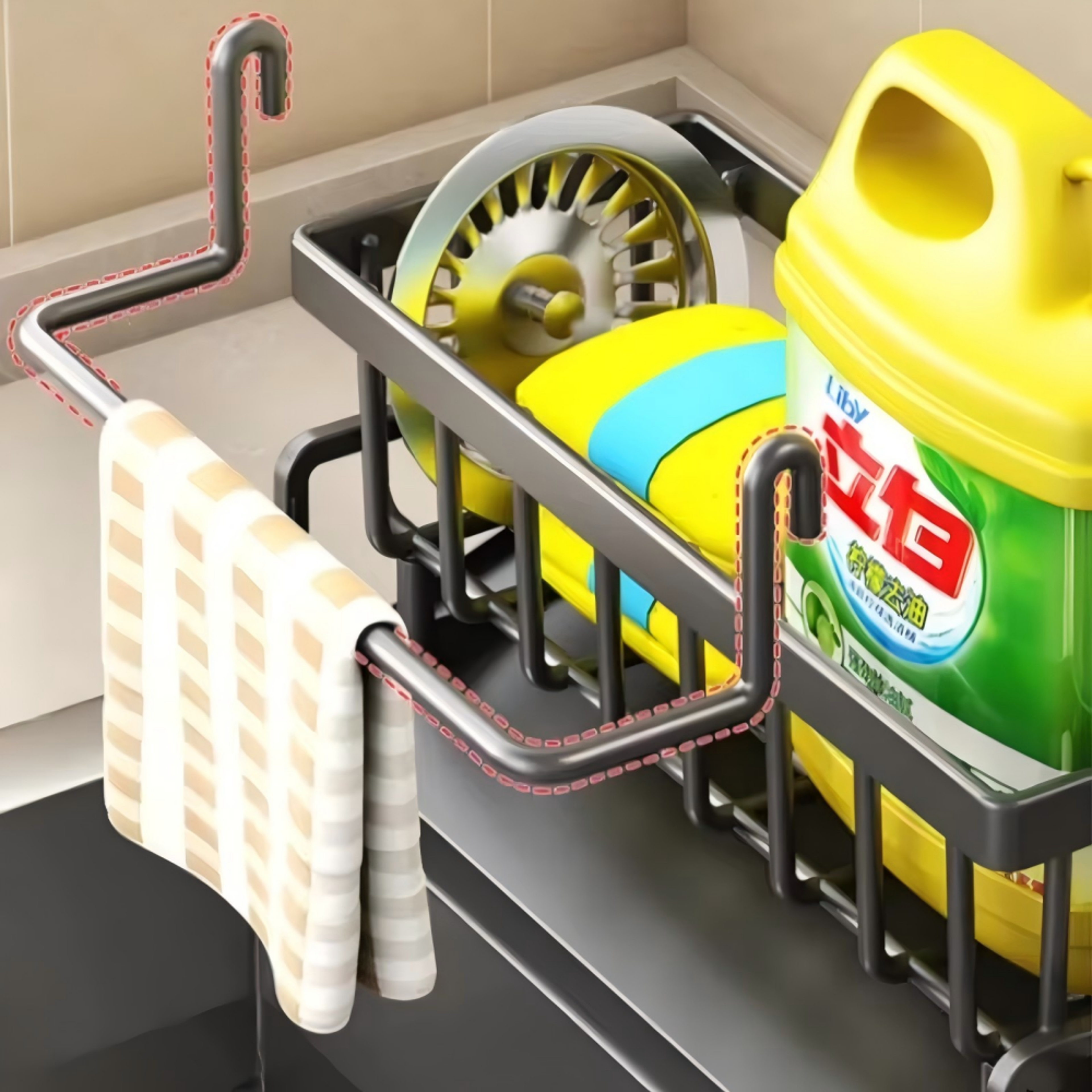 Tap Mounted Kitchen Sink Organizer Spice Shelf With Drainage Rack 1