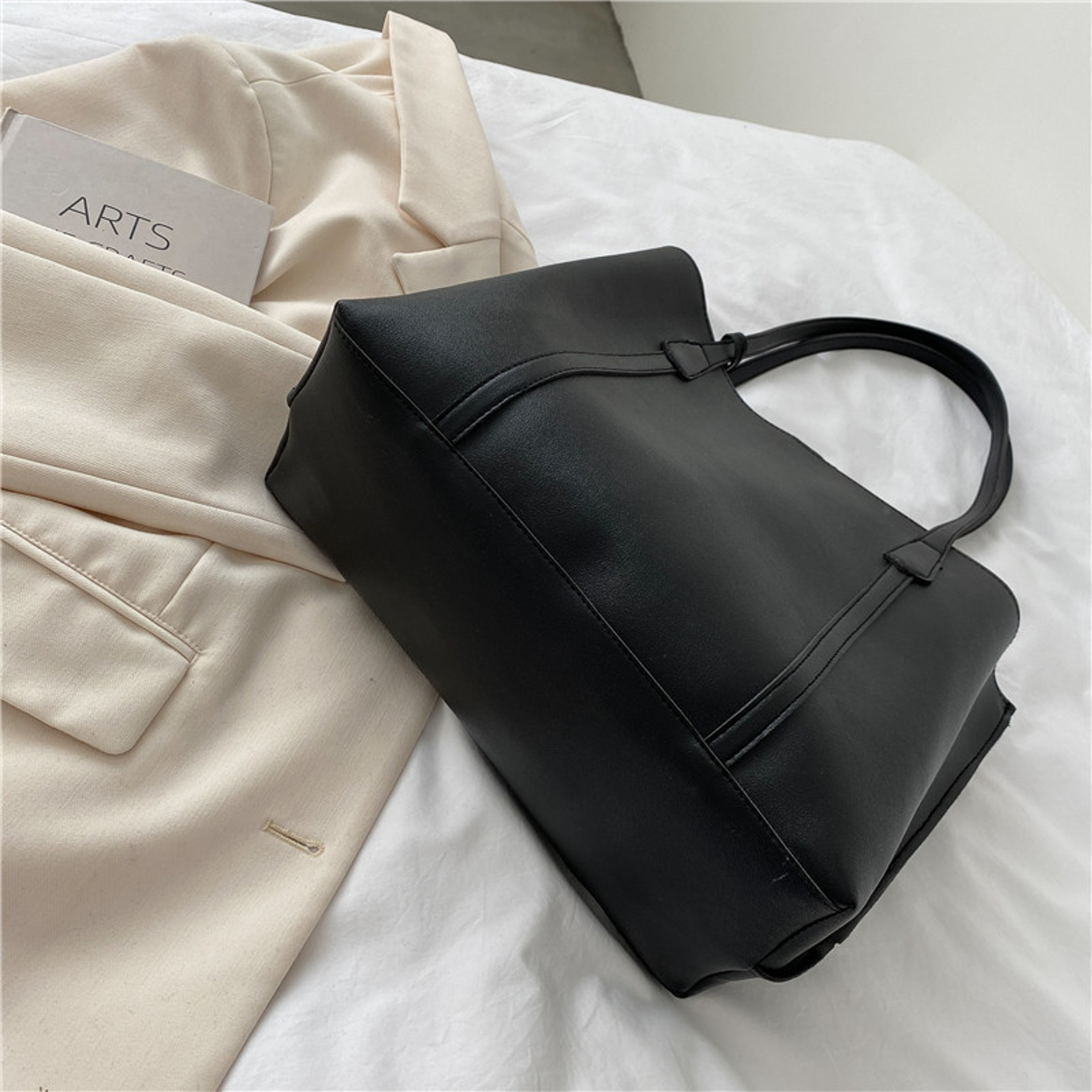 Large Capacity Womens Leather Tote Bag Soft Casual Versatile Shoulder Bag For Women 1