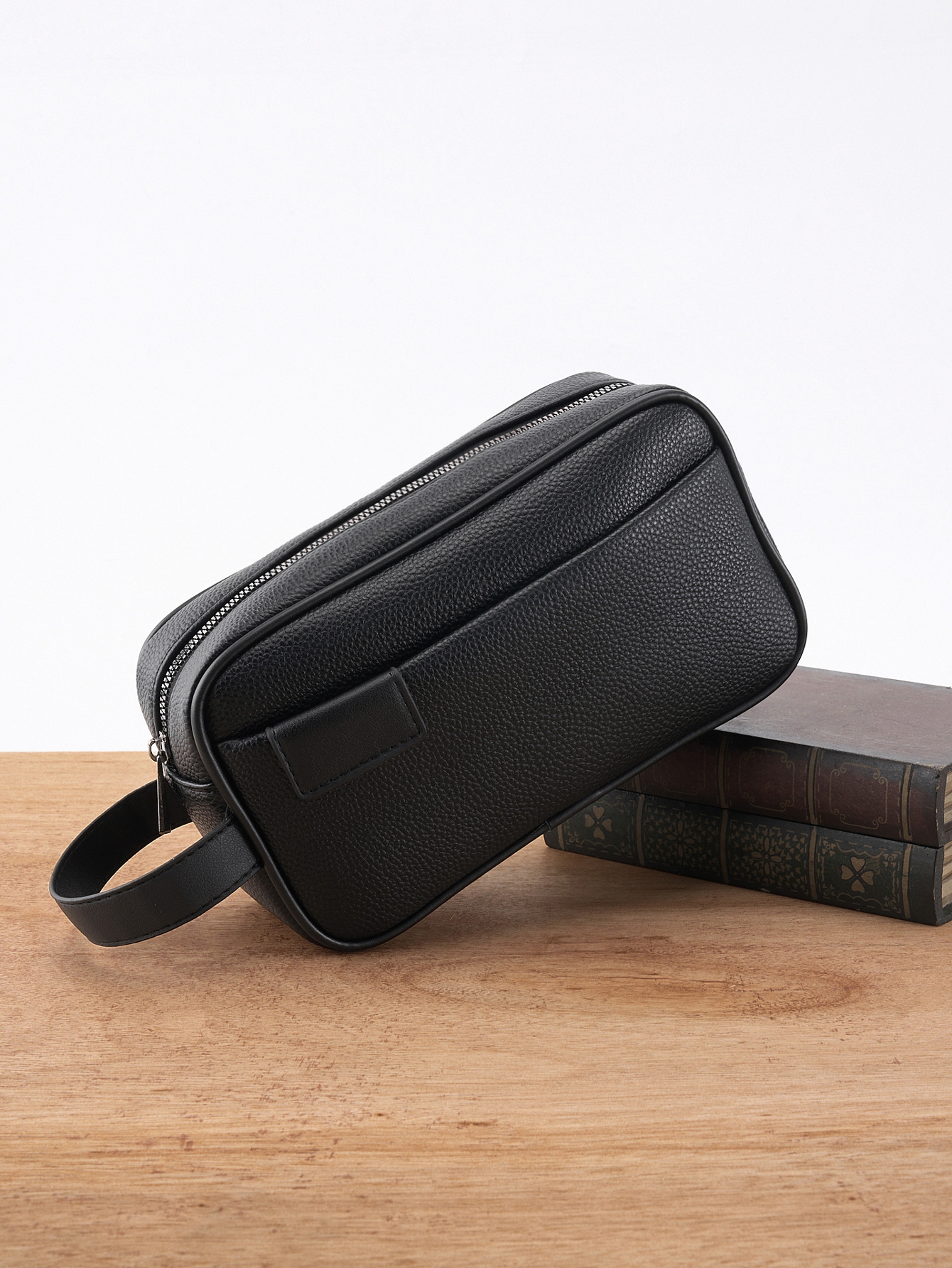 Mens PU Leather Wristlet Clutch Bag with Zipper Organizer – view 7