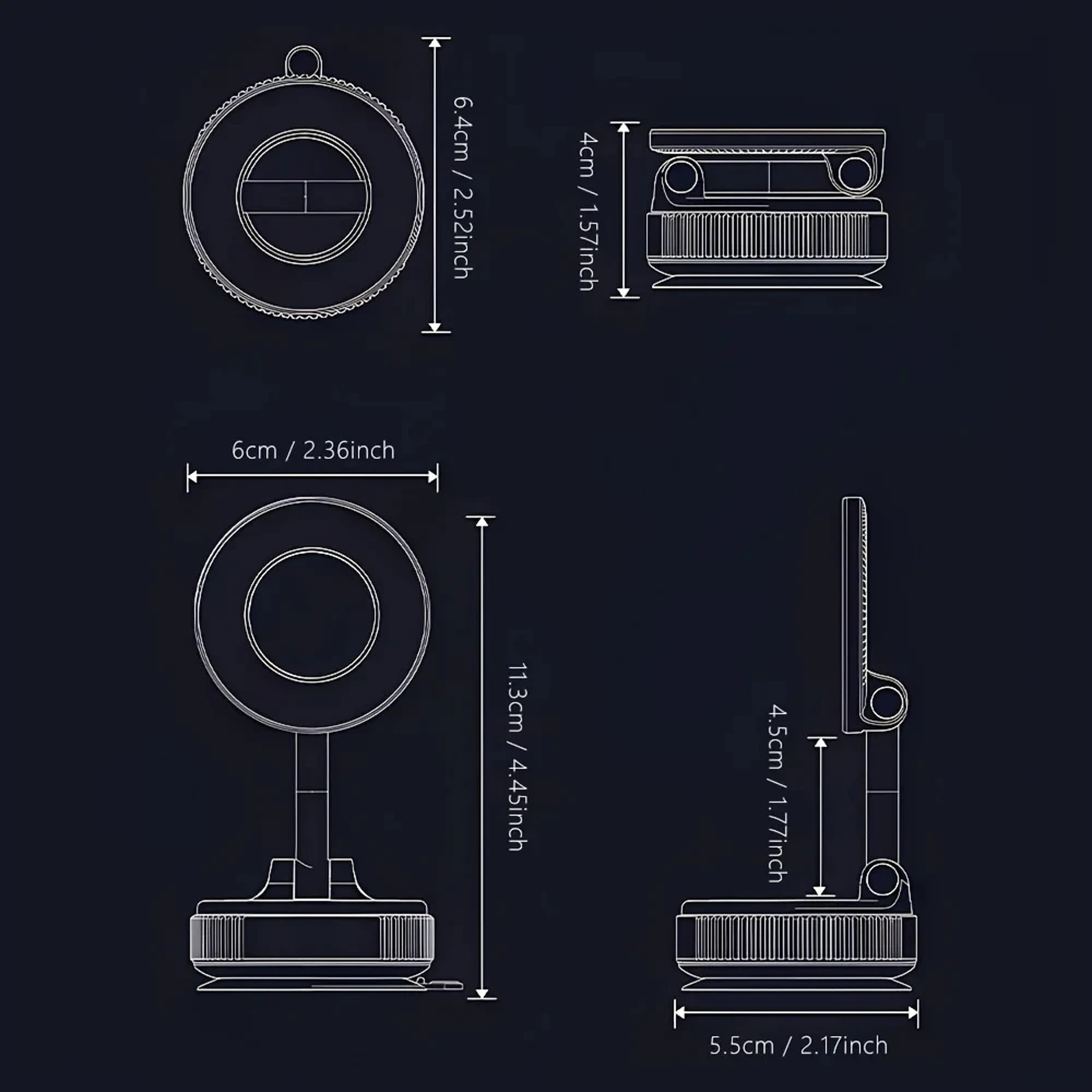 Magnetic Car Phone Holder with Vacuum Adsorption & Rotating Foldable Universal Phone Mount – view 6