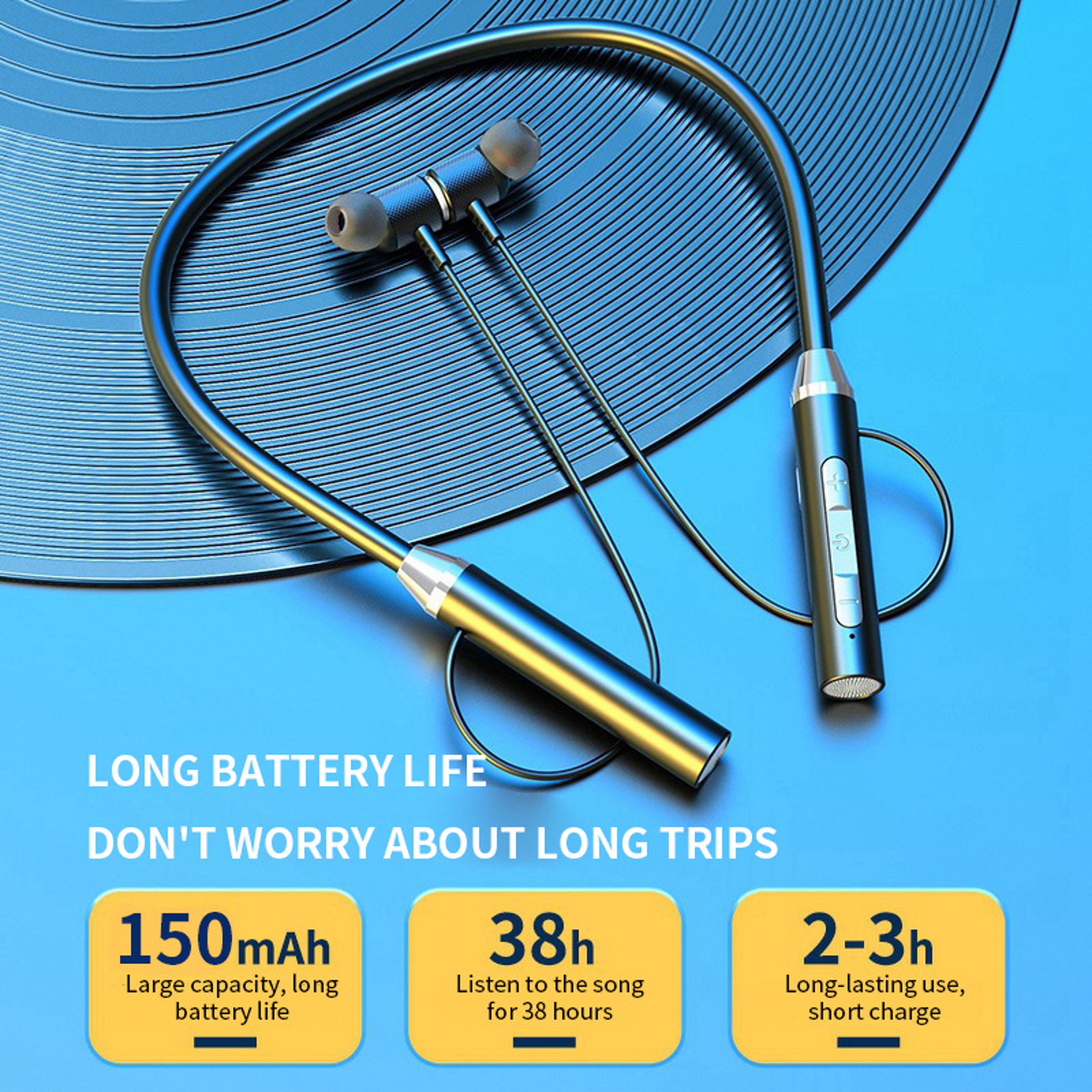 Premium Wireless Bluetooth Neckband Headphones Waterproof Sports Headset With Mic  Magnetic Earbuds 1